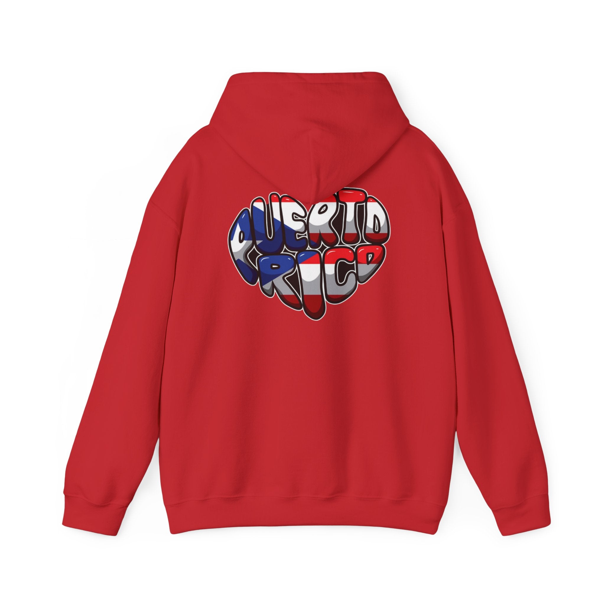 Puerto Rico Frog Hoodie — Coquí with Flag Heart Back Graphic