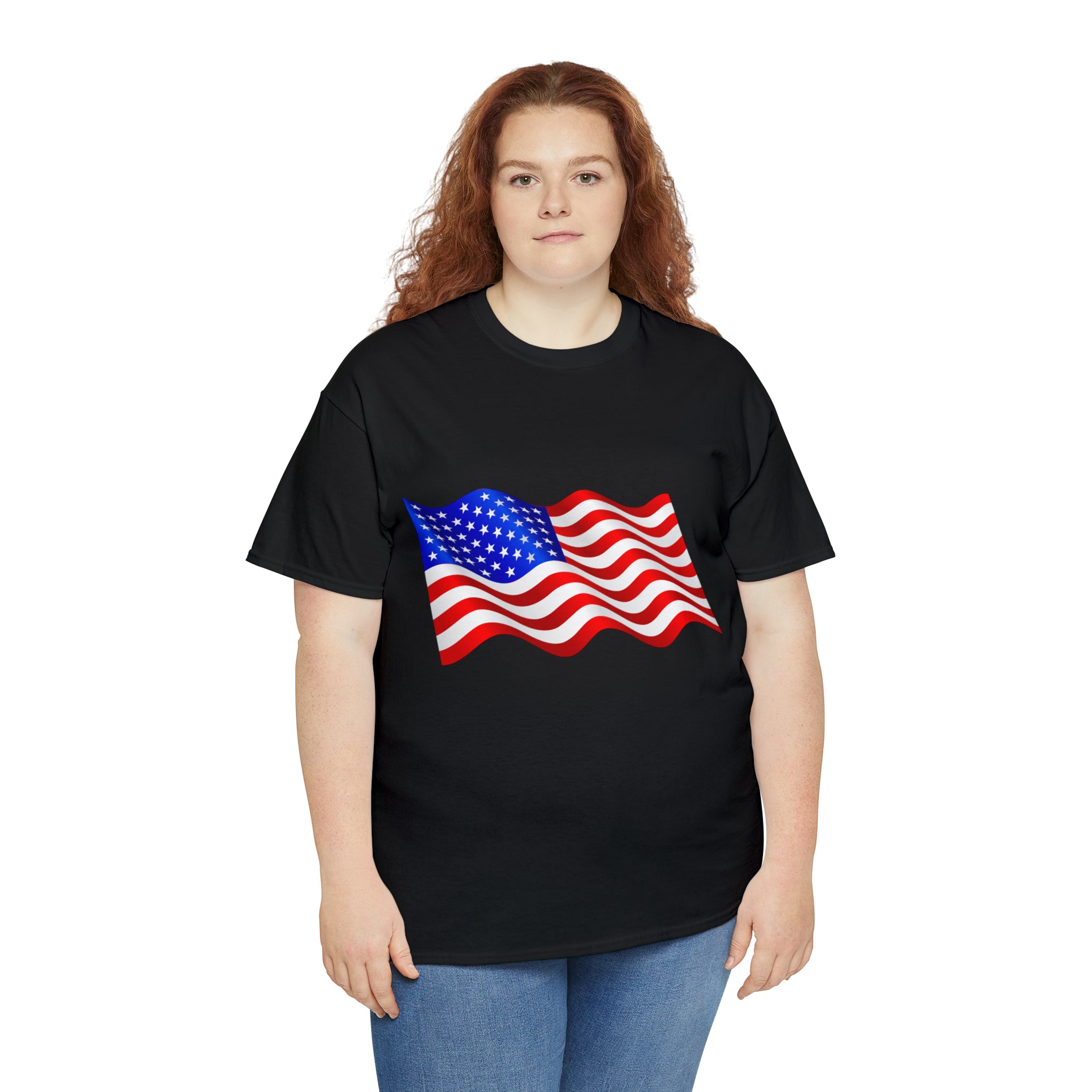 American Wavy Flag Unisex Heavy Cotton Tee