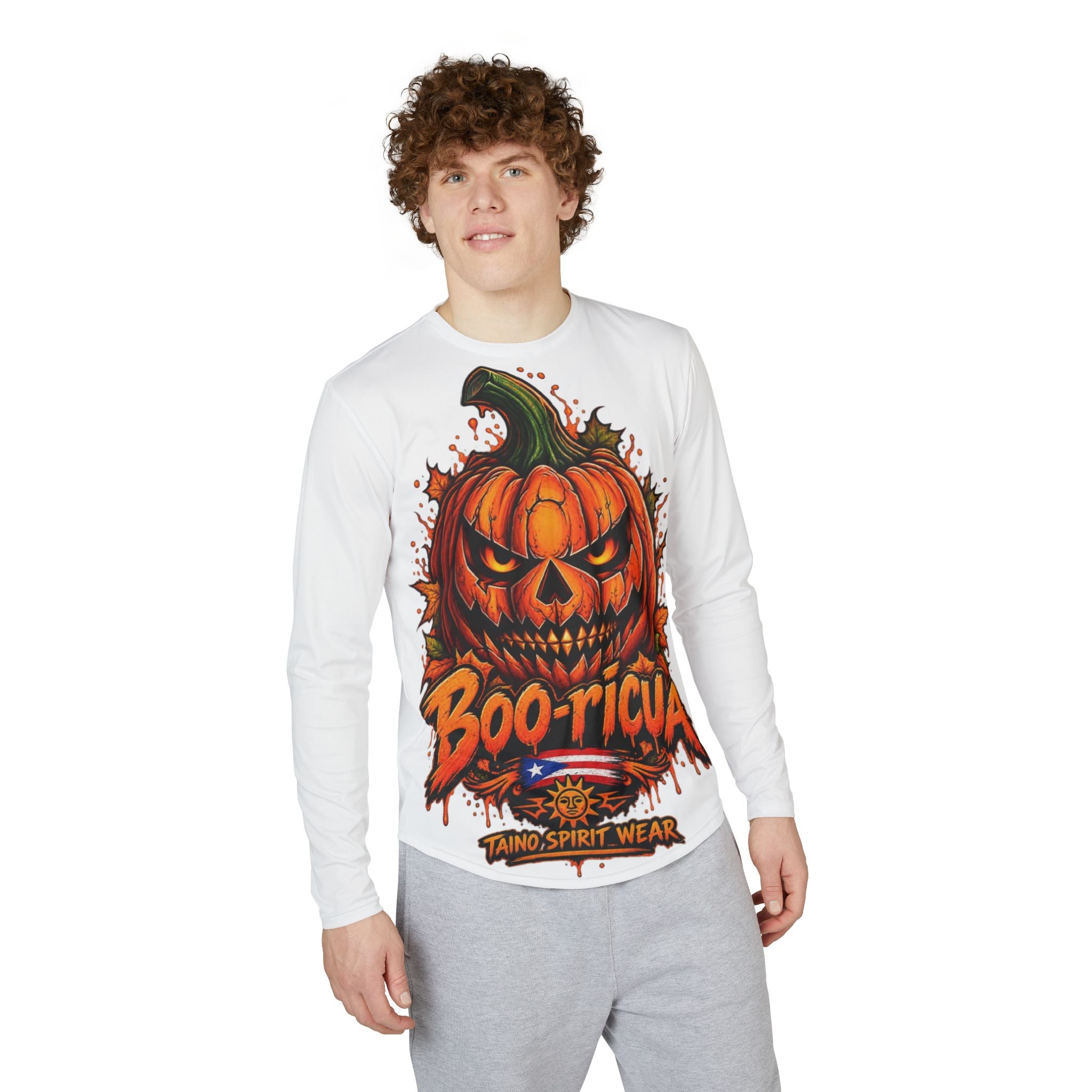 Halloween Pumpkin 'Boo-ricua' Long Sleeve Shirt