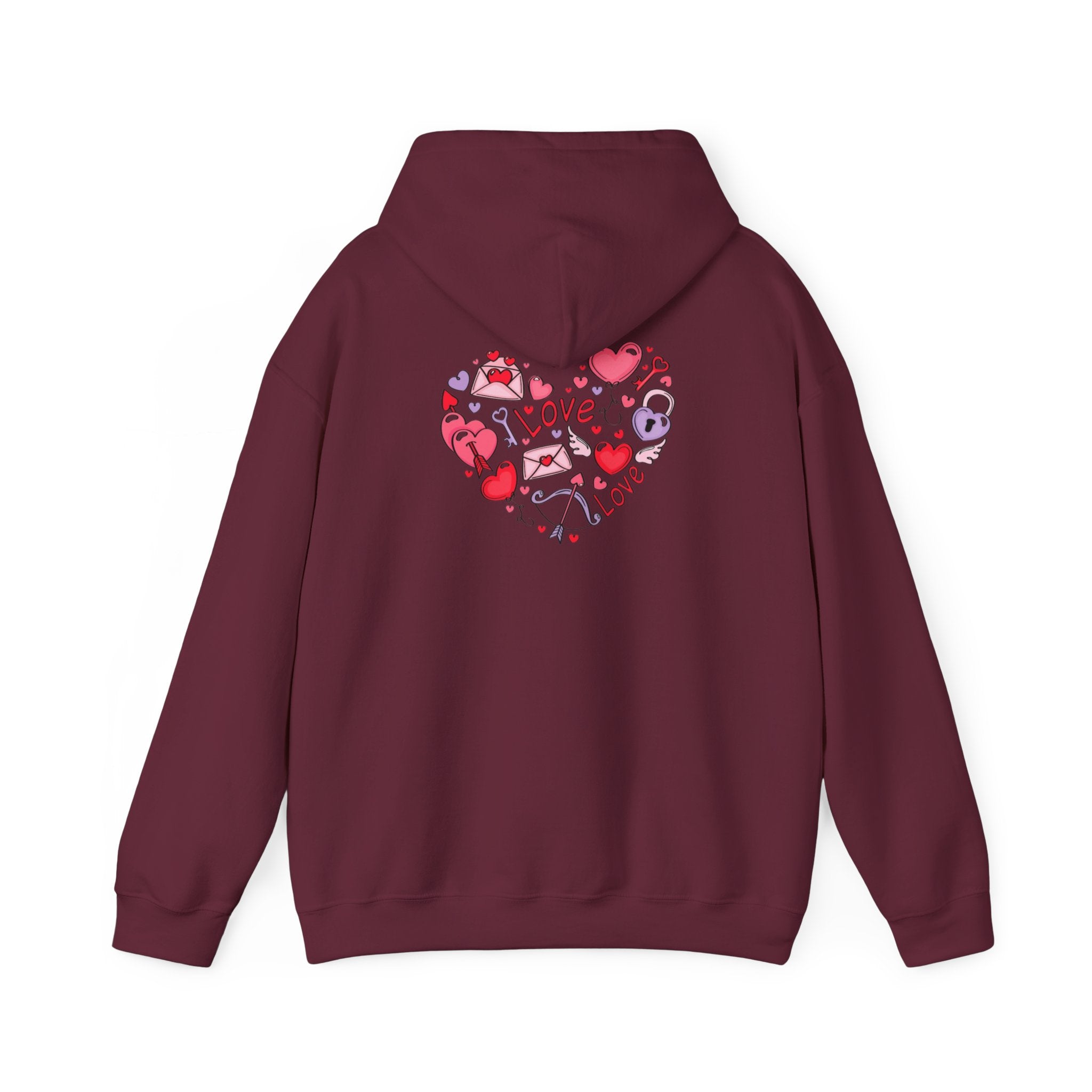 Valentine's Day Love Graphic Hoodie — Heart & 'LOVE' Valentine Pullover