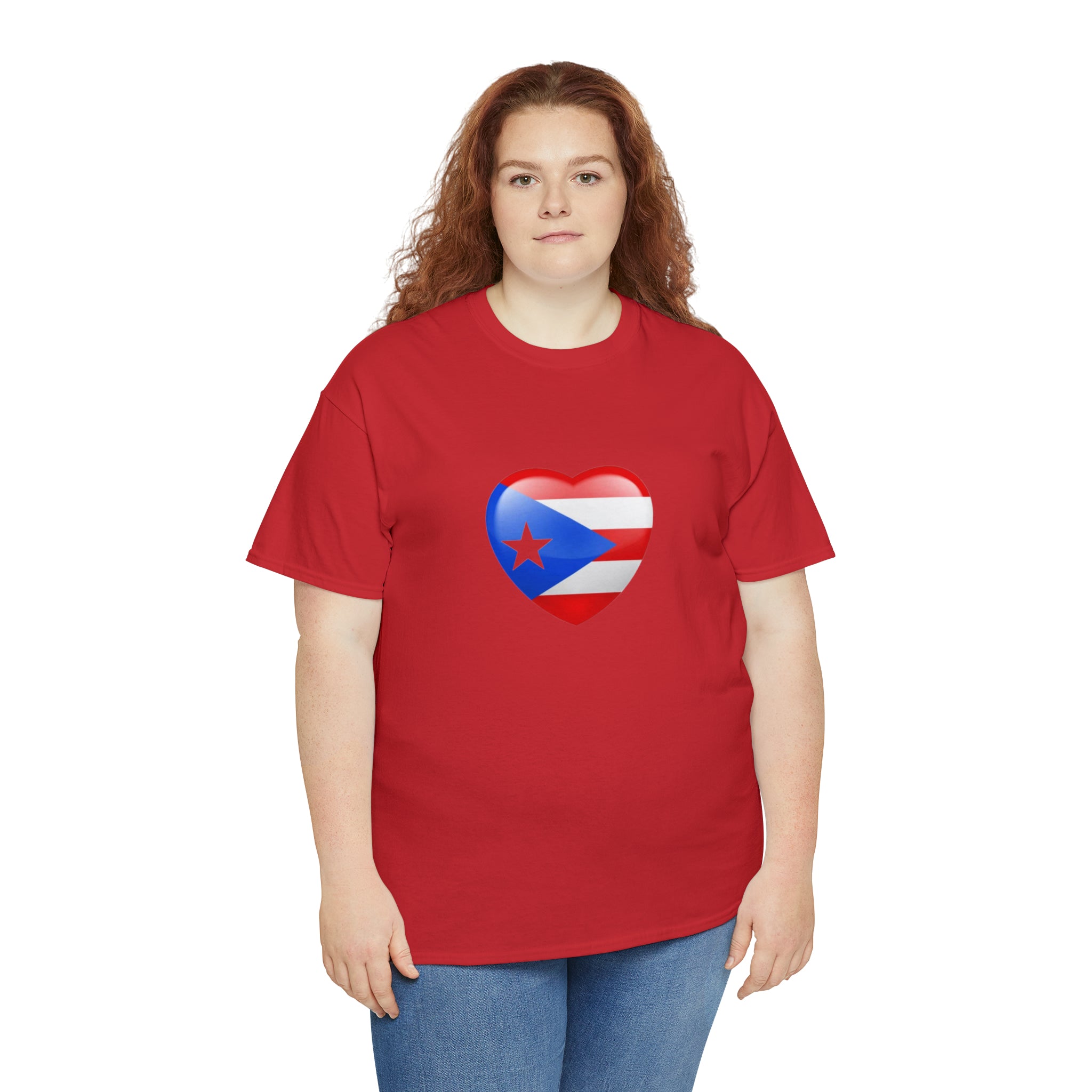 Puerto Rican Flag Heart Unisex Heavy Cotton Tee
