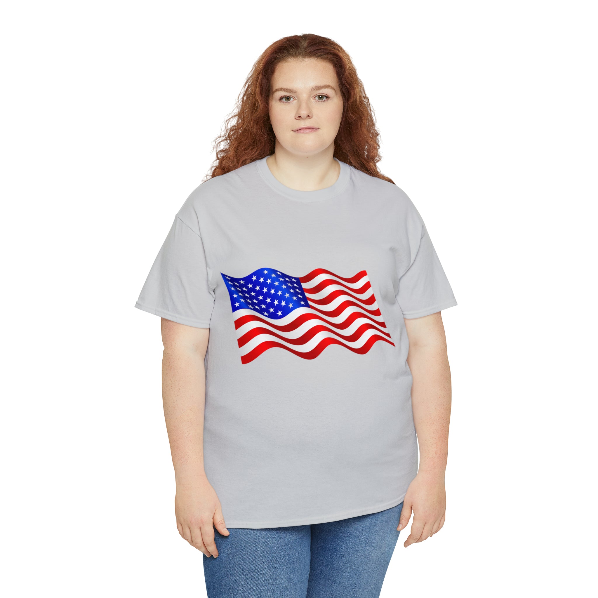American Wavy Flag Unisex Heavy Cotton Tee