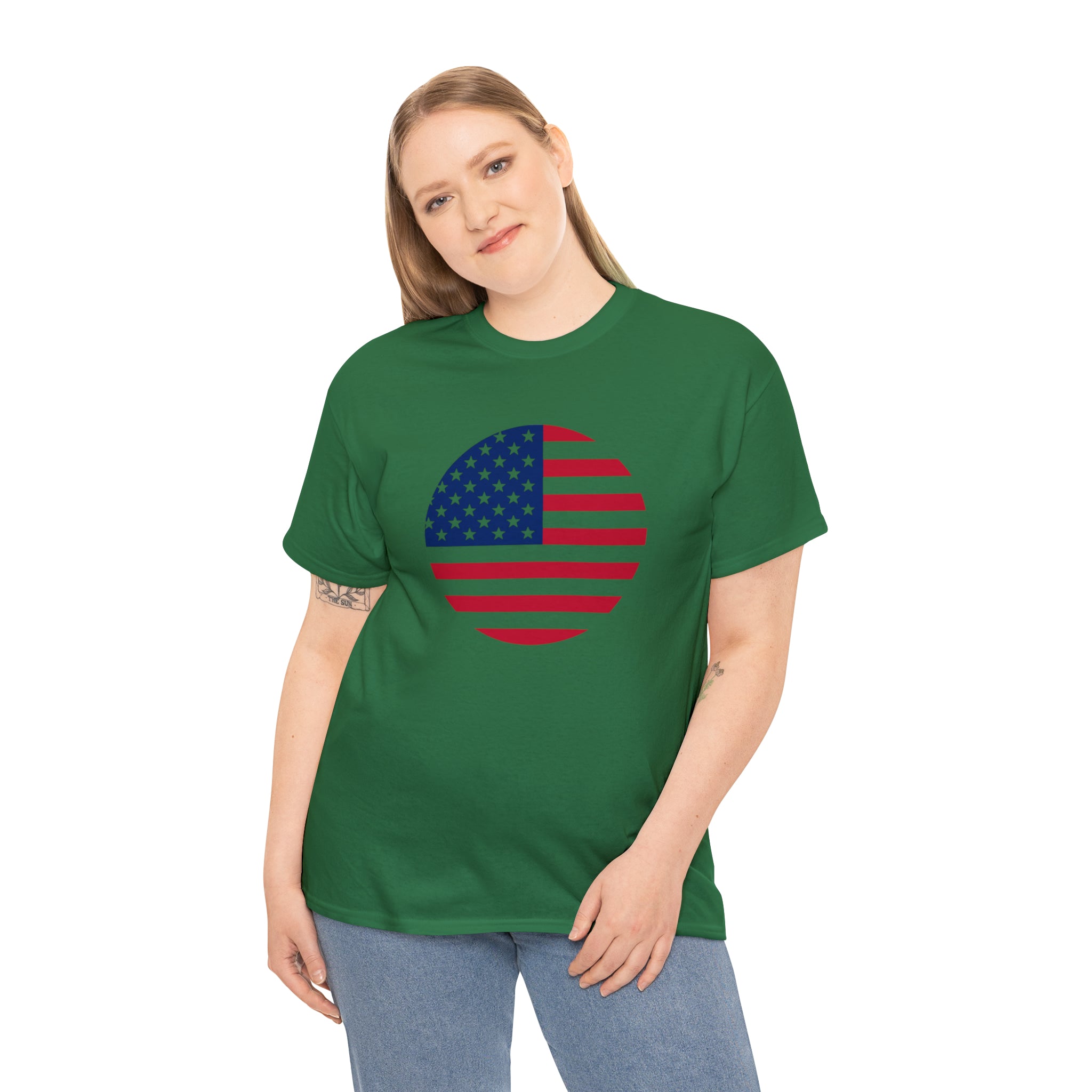 American Flag Globe Unisex Heavy Cotton Tee