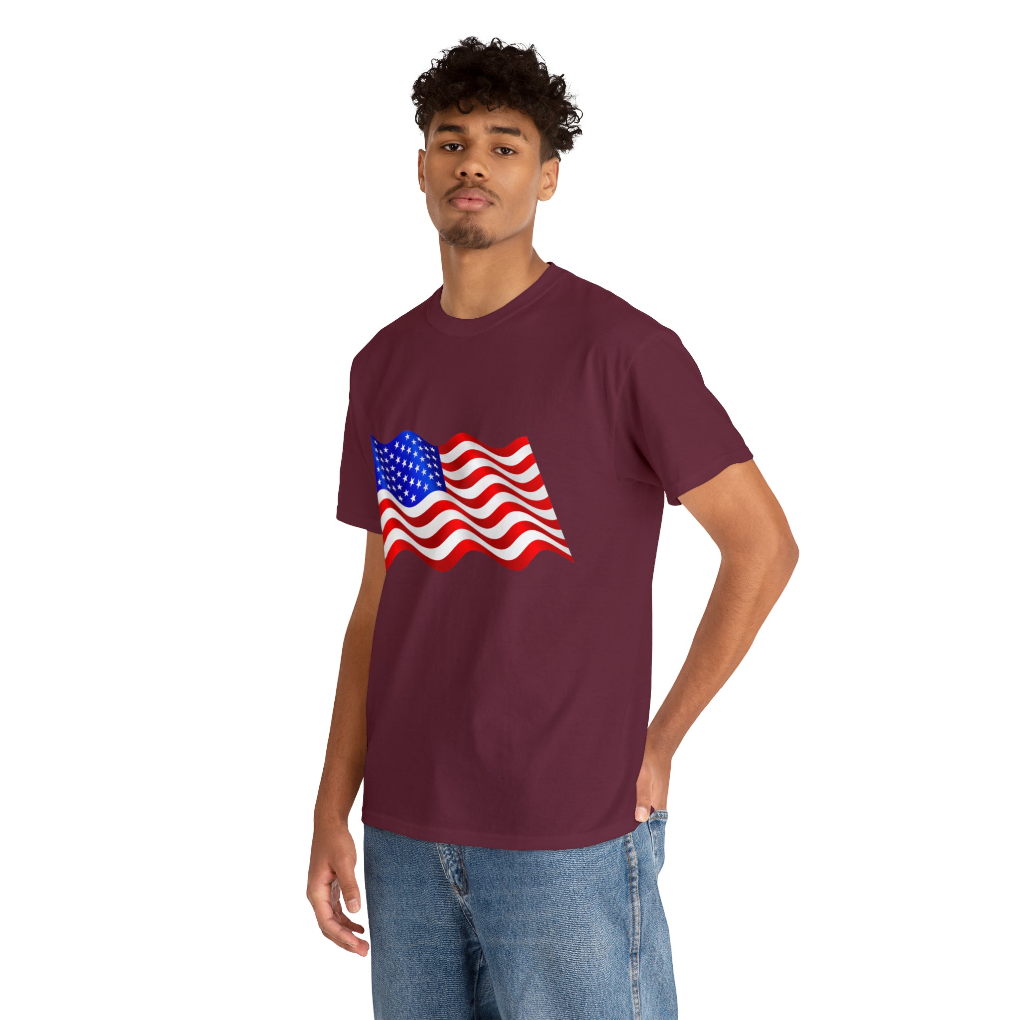 American Wavy Flag Unisex Heavy Cotton Tee