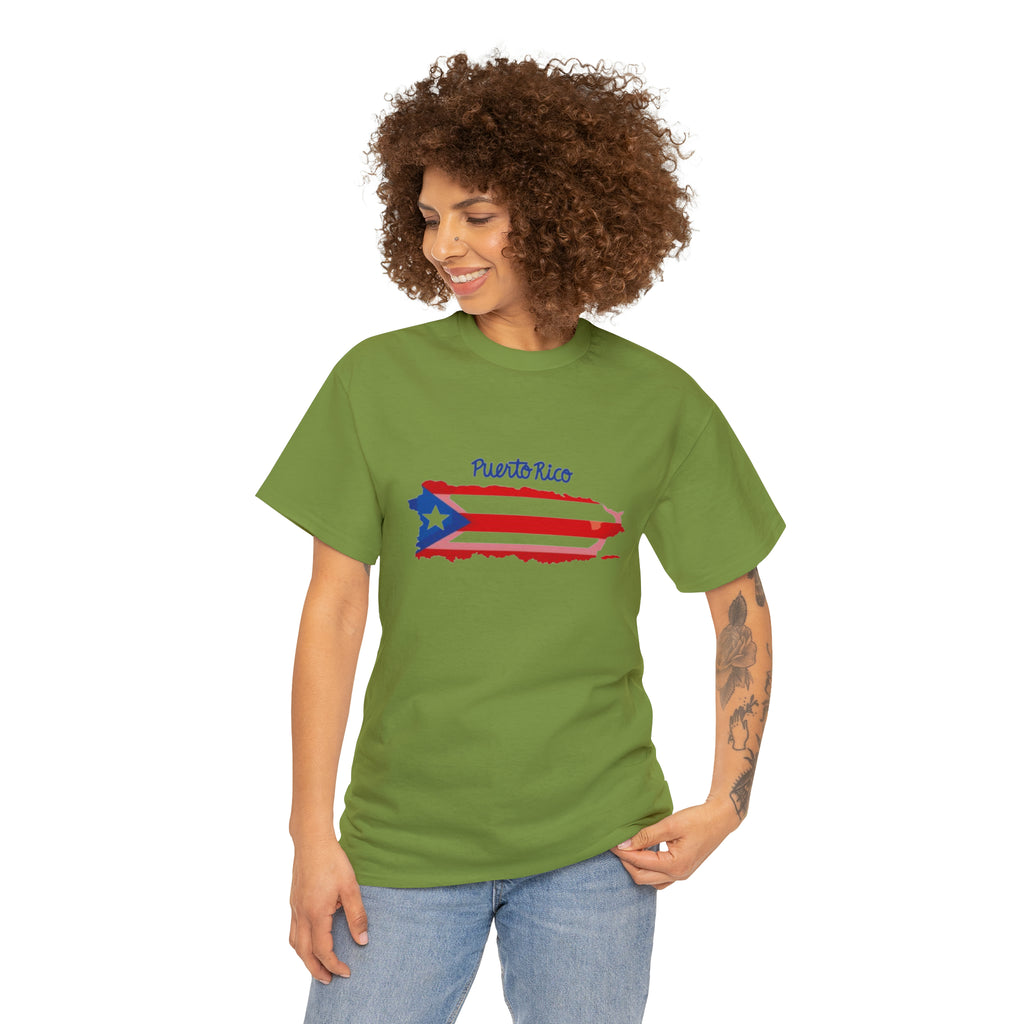 Island of Puerto Rico Flag Heavy Cotton Tee