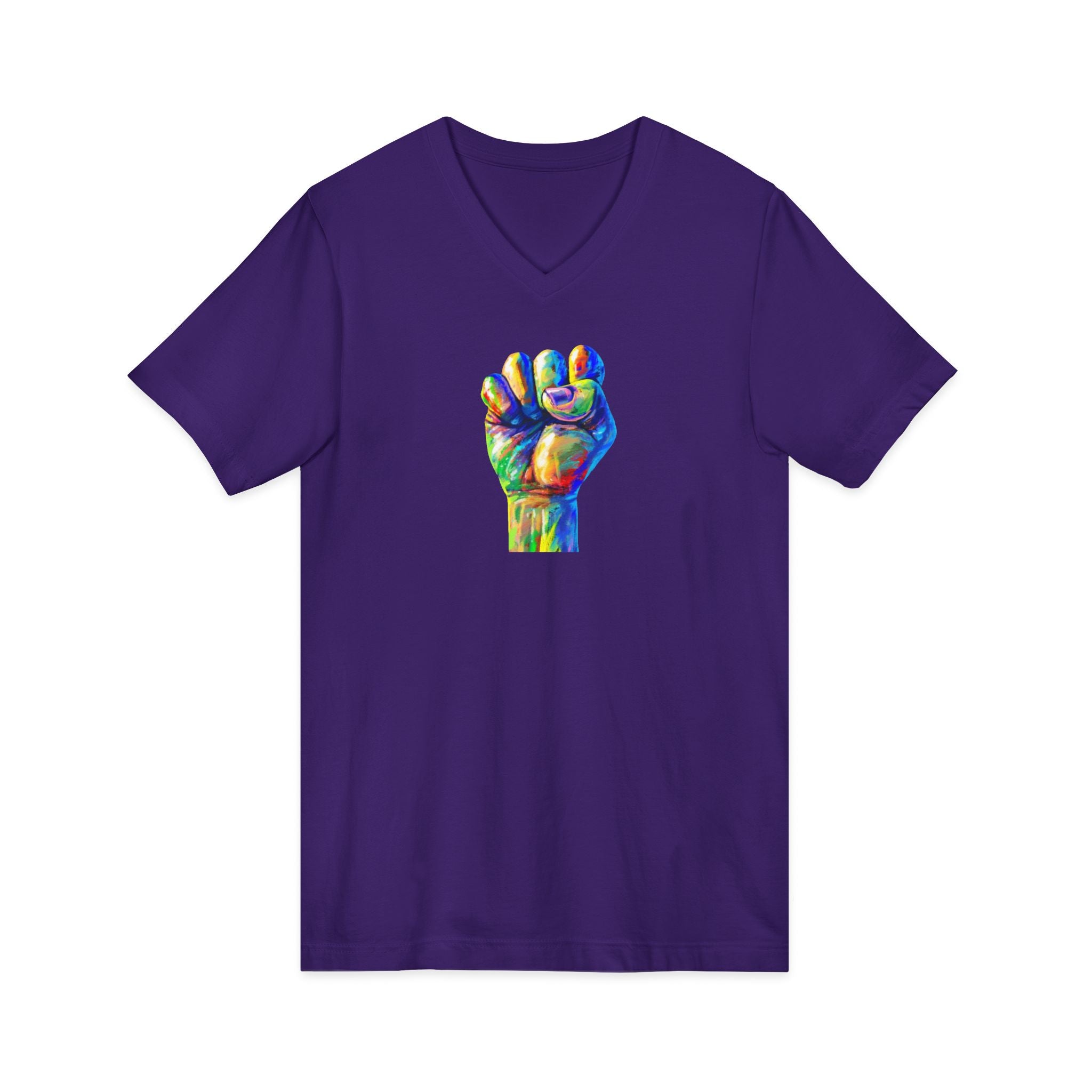 Power To The People Fist V-Neck Tee — Pride & Protest Solidarity T-Shirt