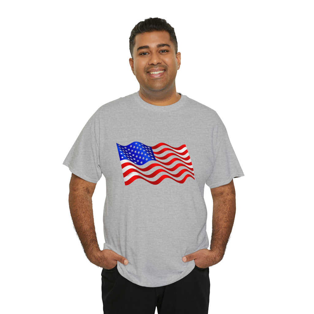 American Wavy Flag Unisex Heavy Cotton Tee