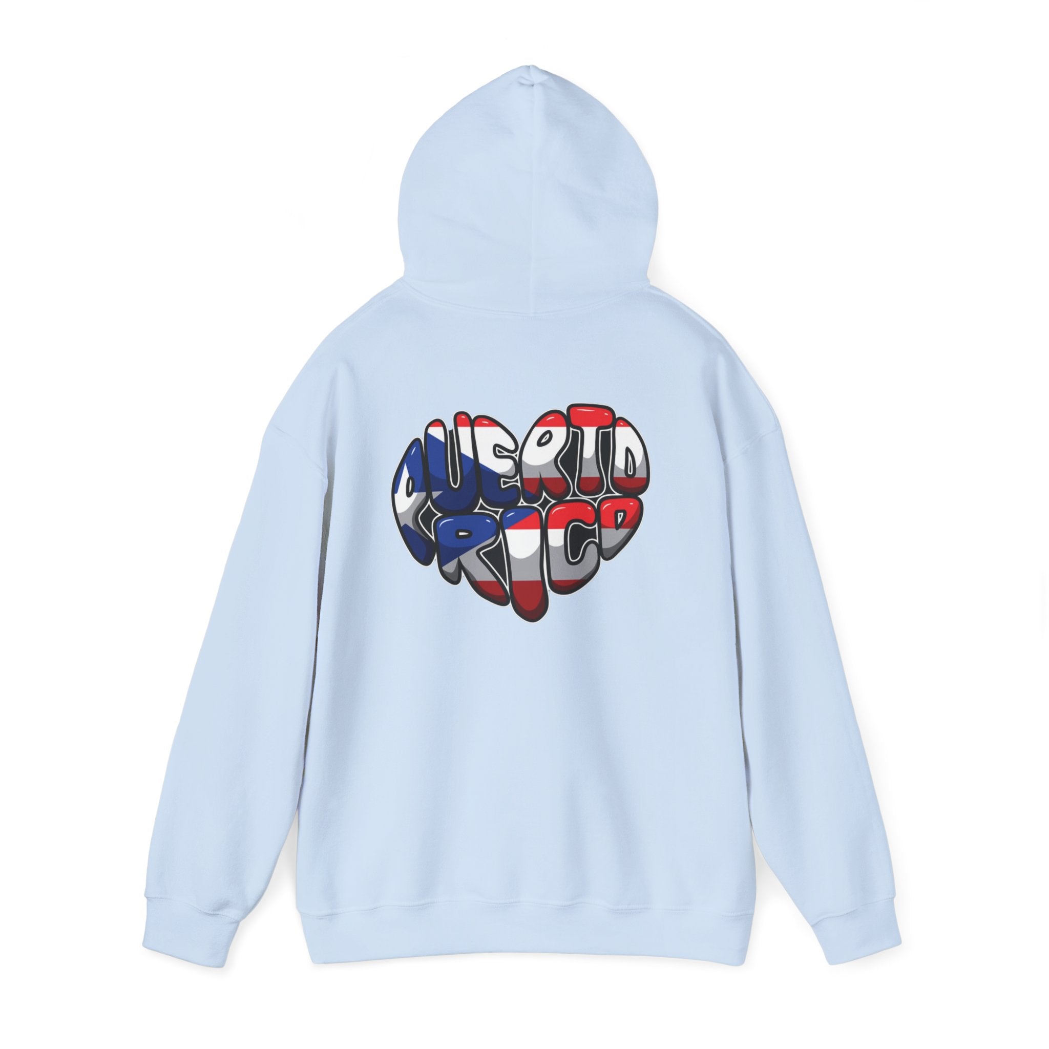 Puerto Rico Frog Hoodie — Coquí with Flag Heart Back Graphic
