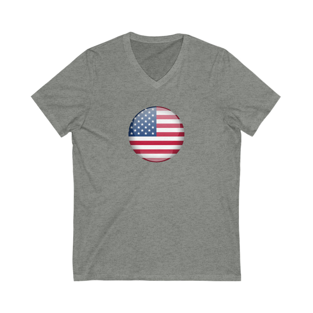 American Flag Circle Unisex Jersey Short Sleeve V-Neck Tee