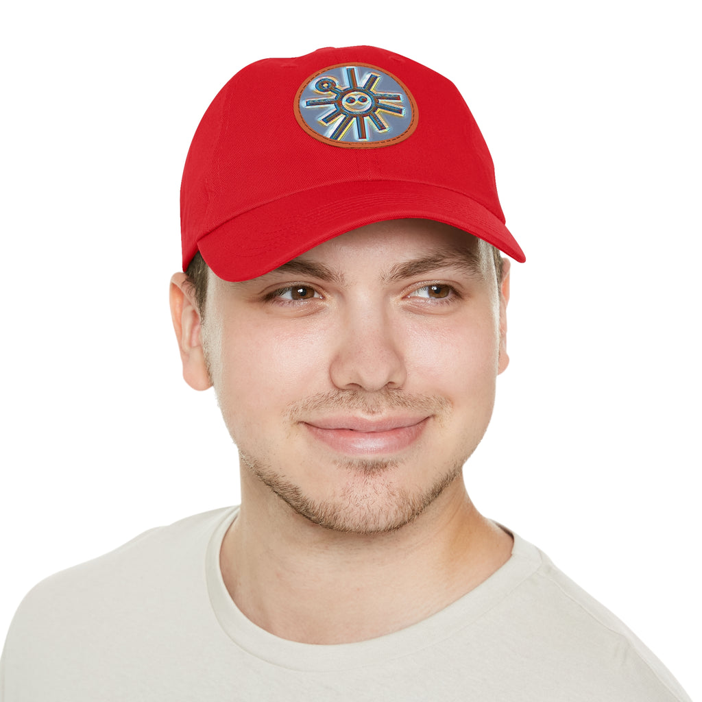Taino Symbolism Dad Hat with Leather Patch (Round)