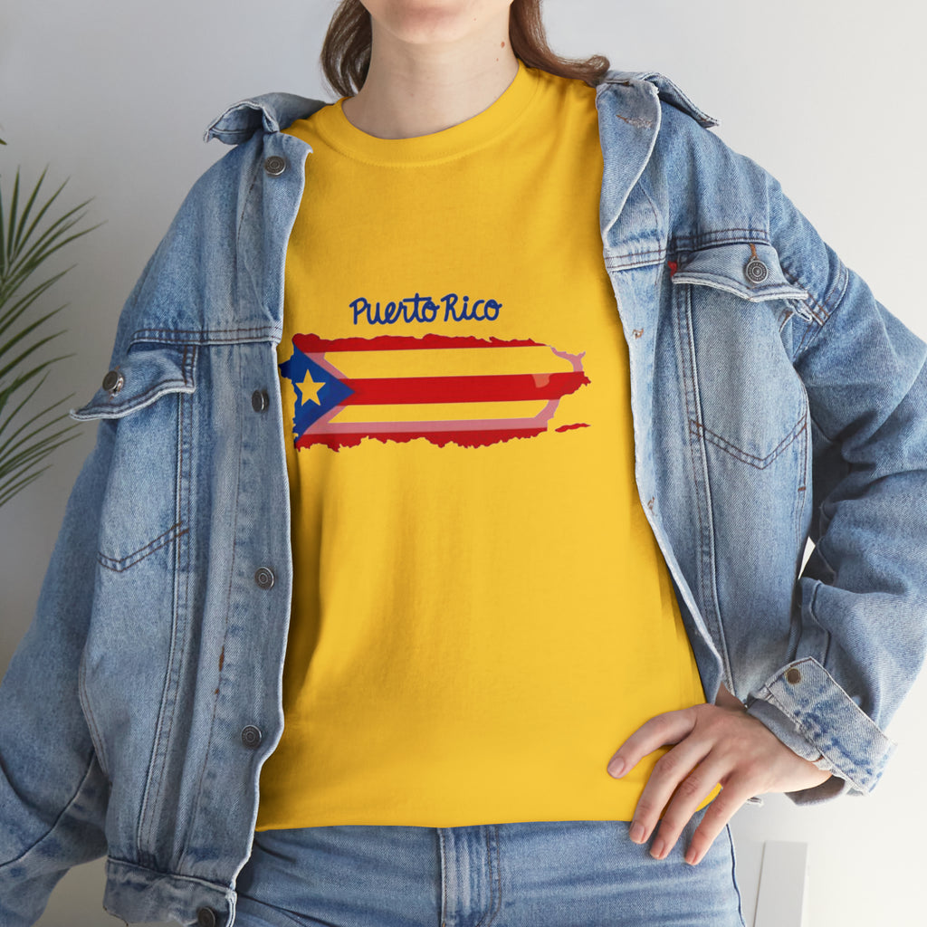 Island of Puerto Rico Flag Heavy Cotton Tee