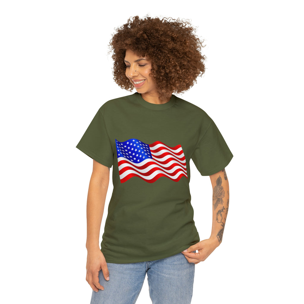 American Wavy Flag Unisex Heavy Cotton Tee
