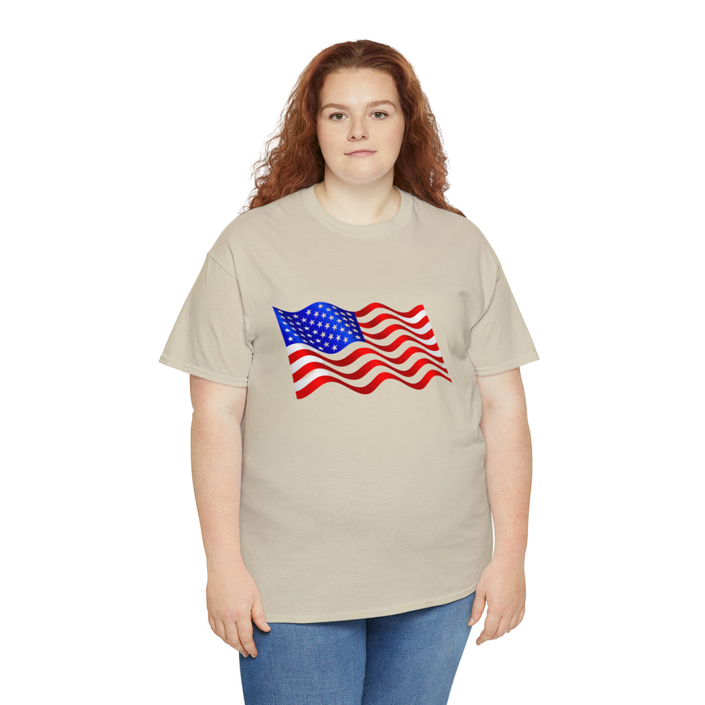 American Wavy Flag Unisex Heavy Cotton Tee