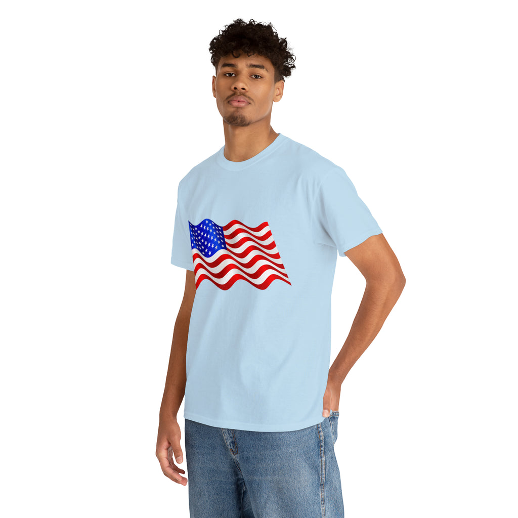 American Wavy Flag Unisex Heavy Cotton Tee