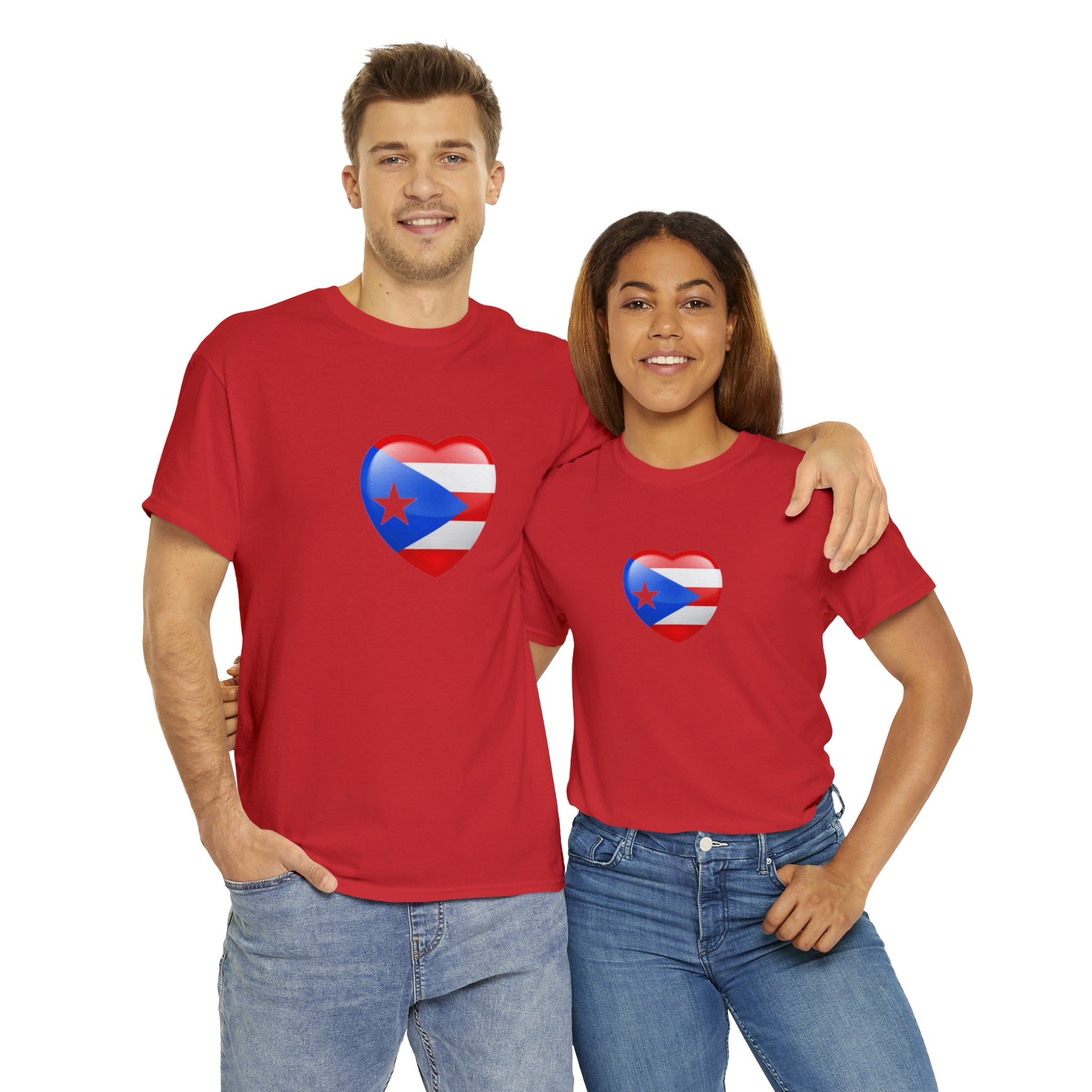 Puerto Rican Flag Heart Unisex Heavy Cotton Tee