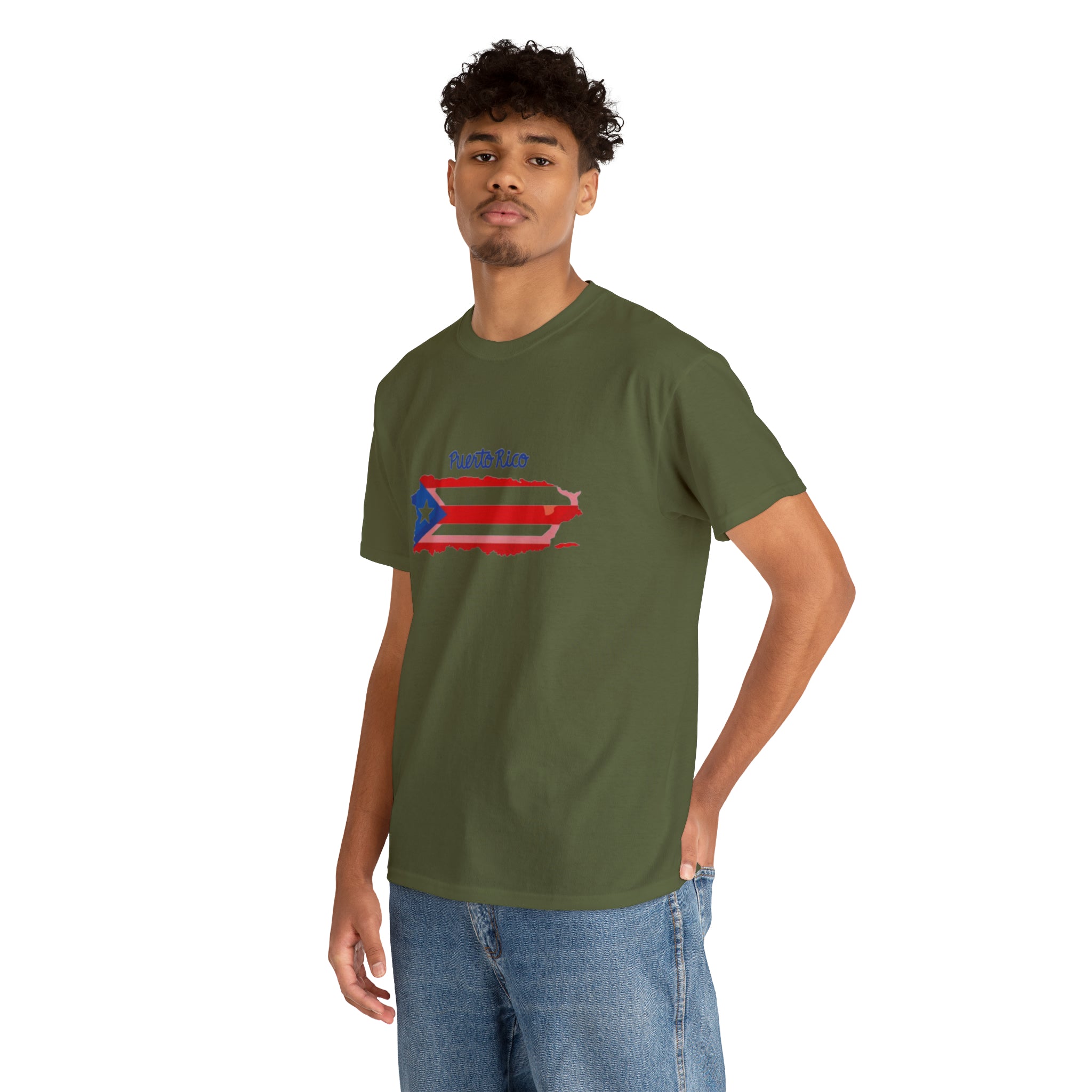 Island of Puerto Rico Flag Heavy Cotton Tee