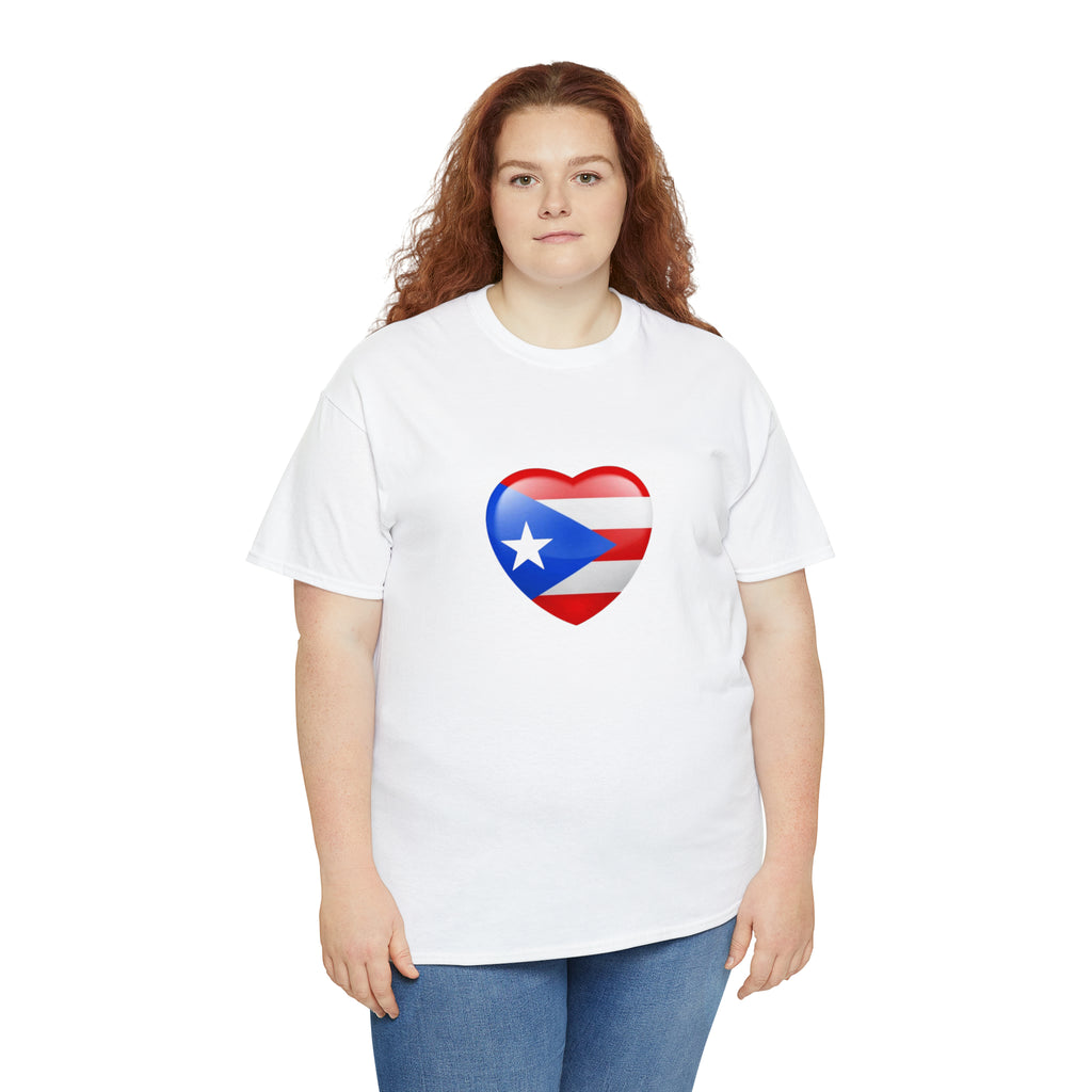 Puerto Rican Flag Heart Unisex Heavy Cotton Tee