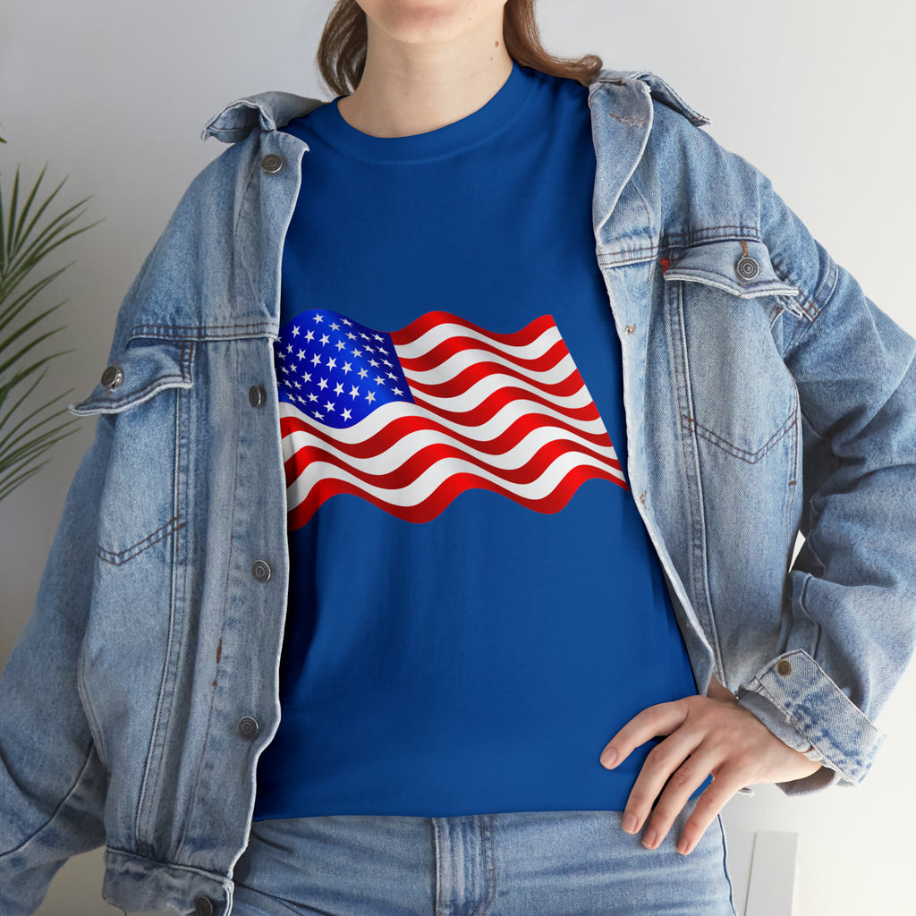 American Wavy Flag Unisex Heavy Cotton Tee