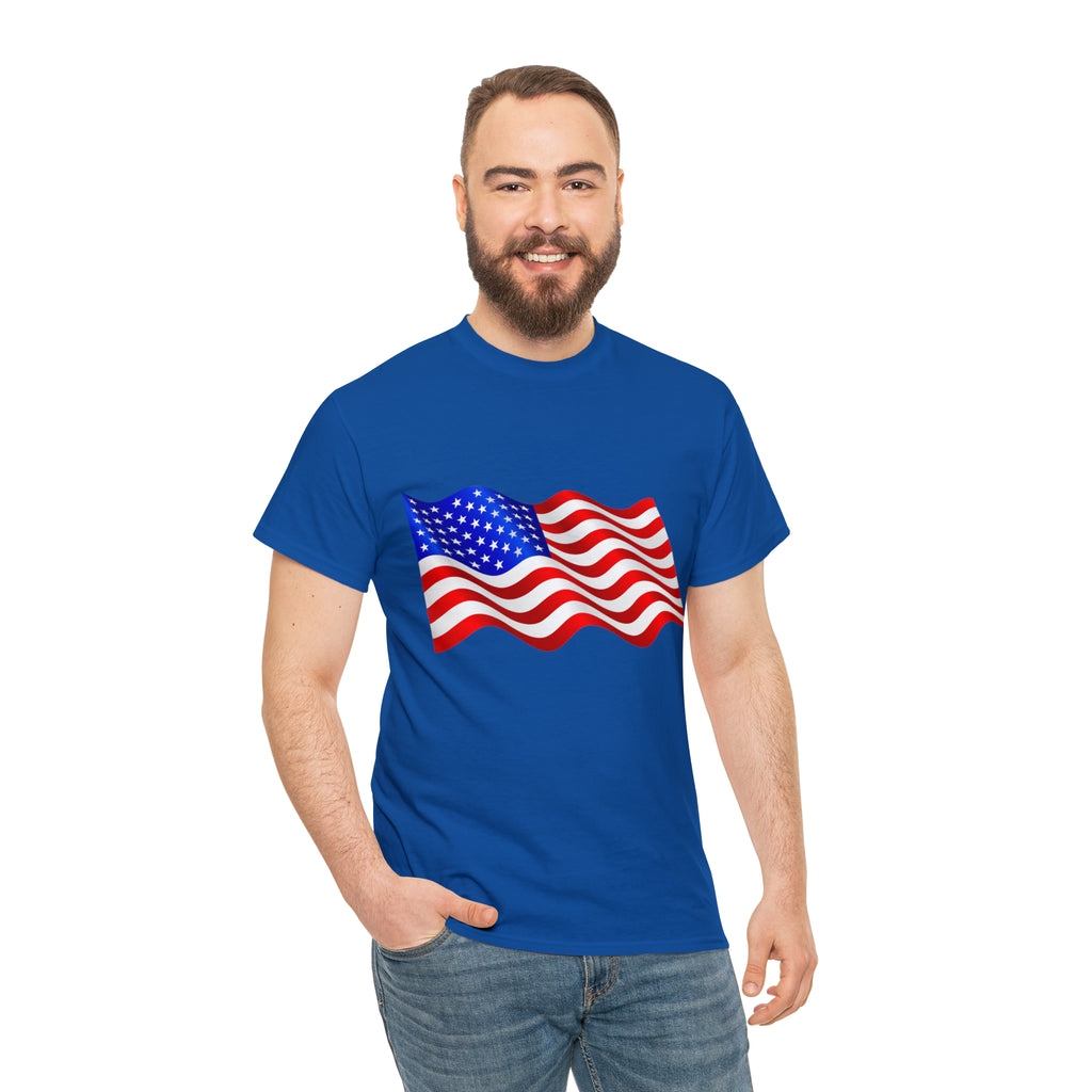 American Wavy Flag Unisex Heavy Cotton Tee