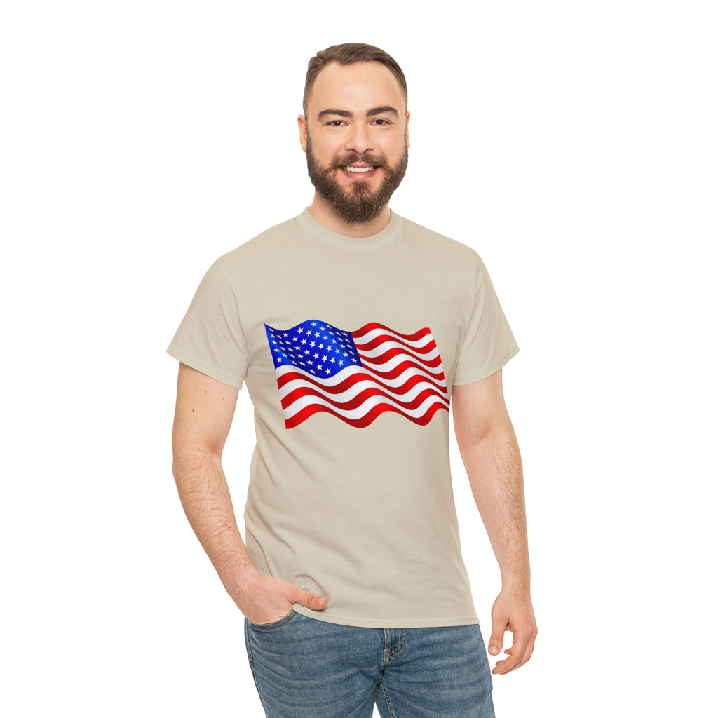 American Wavy Flag Unisex Heavy Cotton Tee