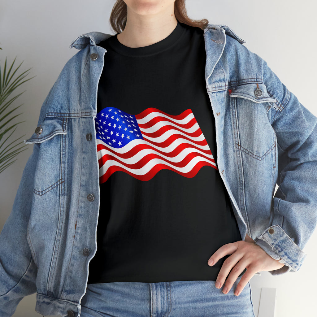 American Wavy Flag Unisex Heavy Cotton Tee
