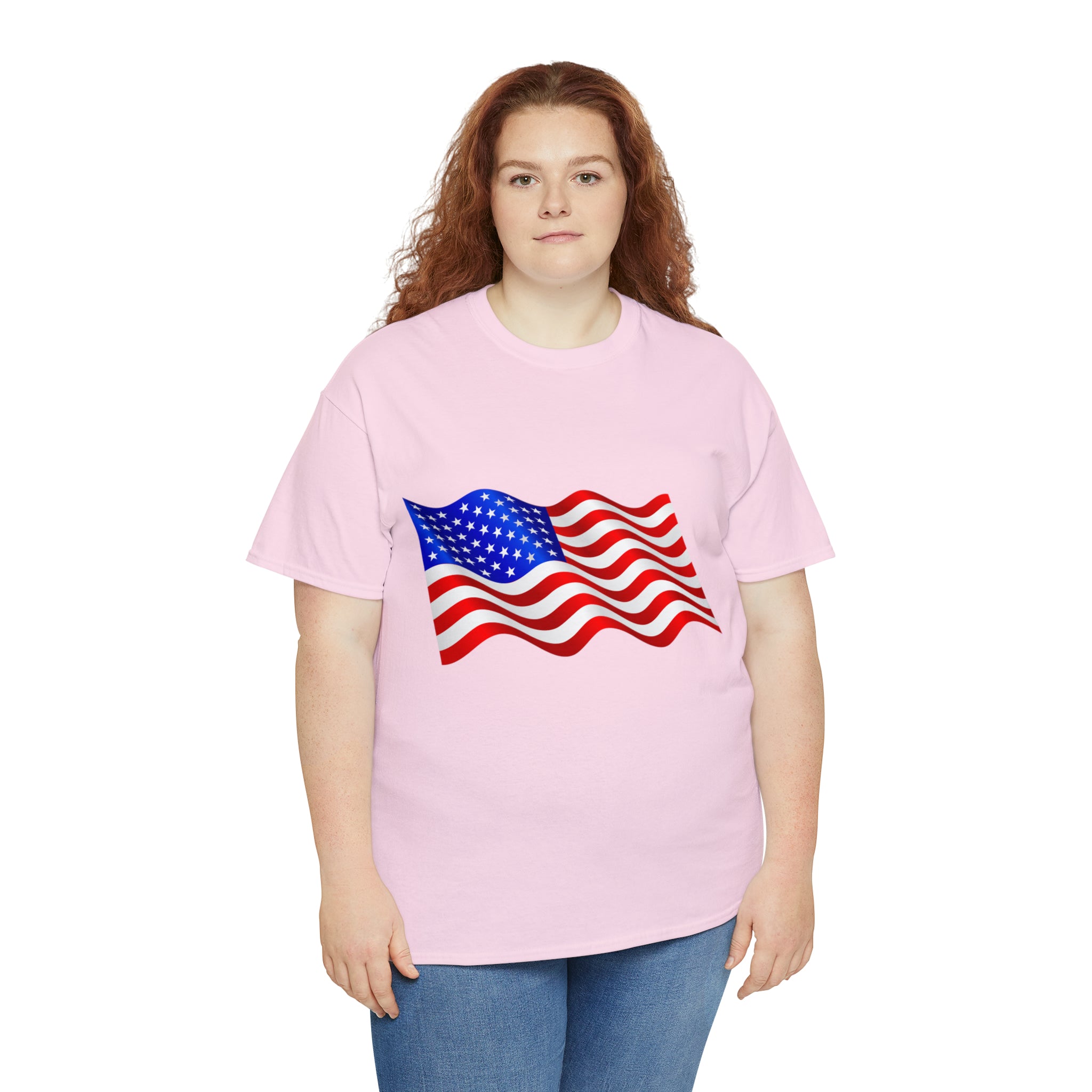 American Wavy Flag Unisex Heavy Cotton Tee