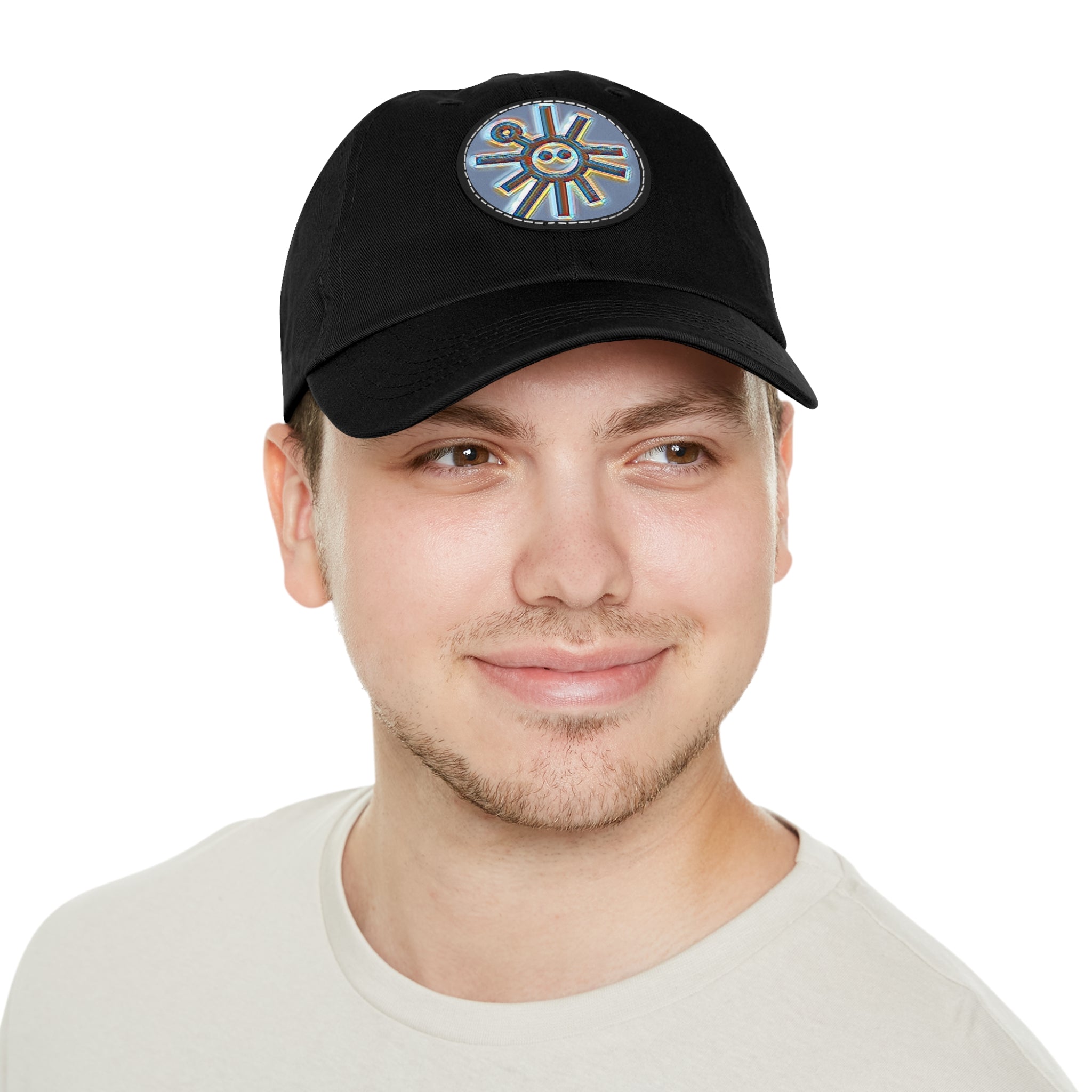Taino Symbolism Dad Hat with Leather Patch (Round)