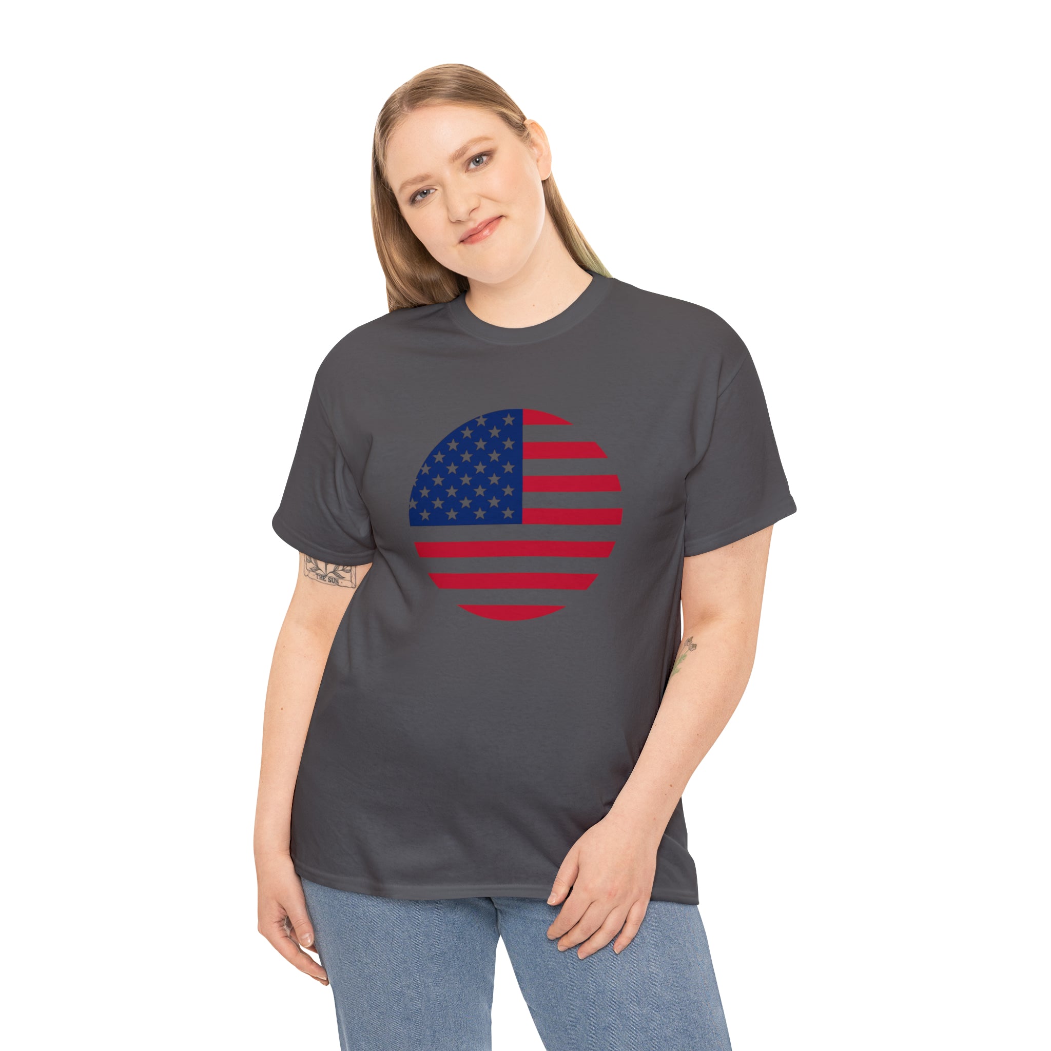 American Flag Globe Unisex Heavy Cotton Tee