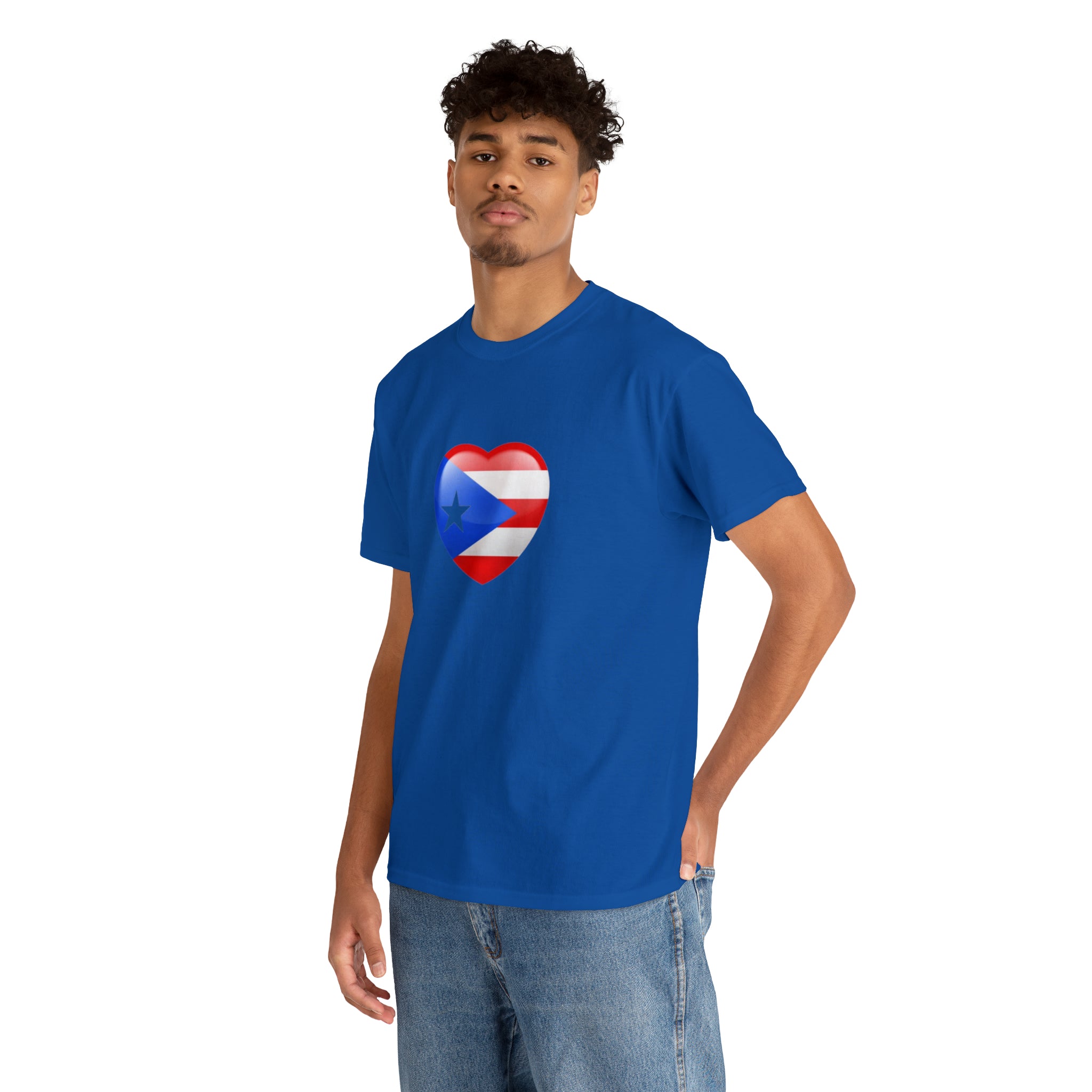 Puerto Rican Flag Heart Unisex Heavy Cotton Tee