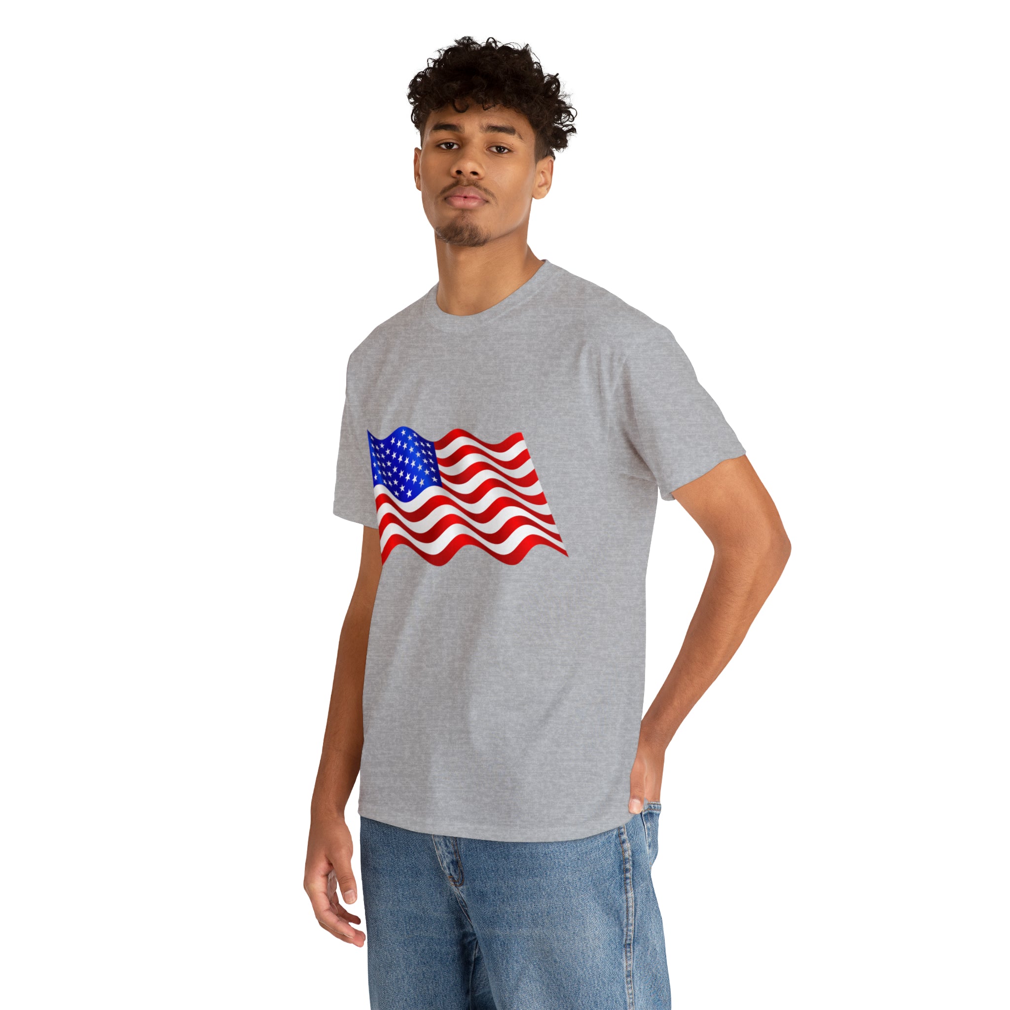 American Wavy Flag Unisex Heavy Cotton Tee