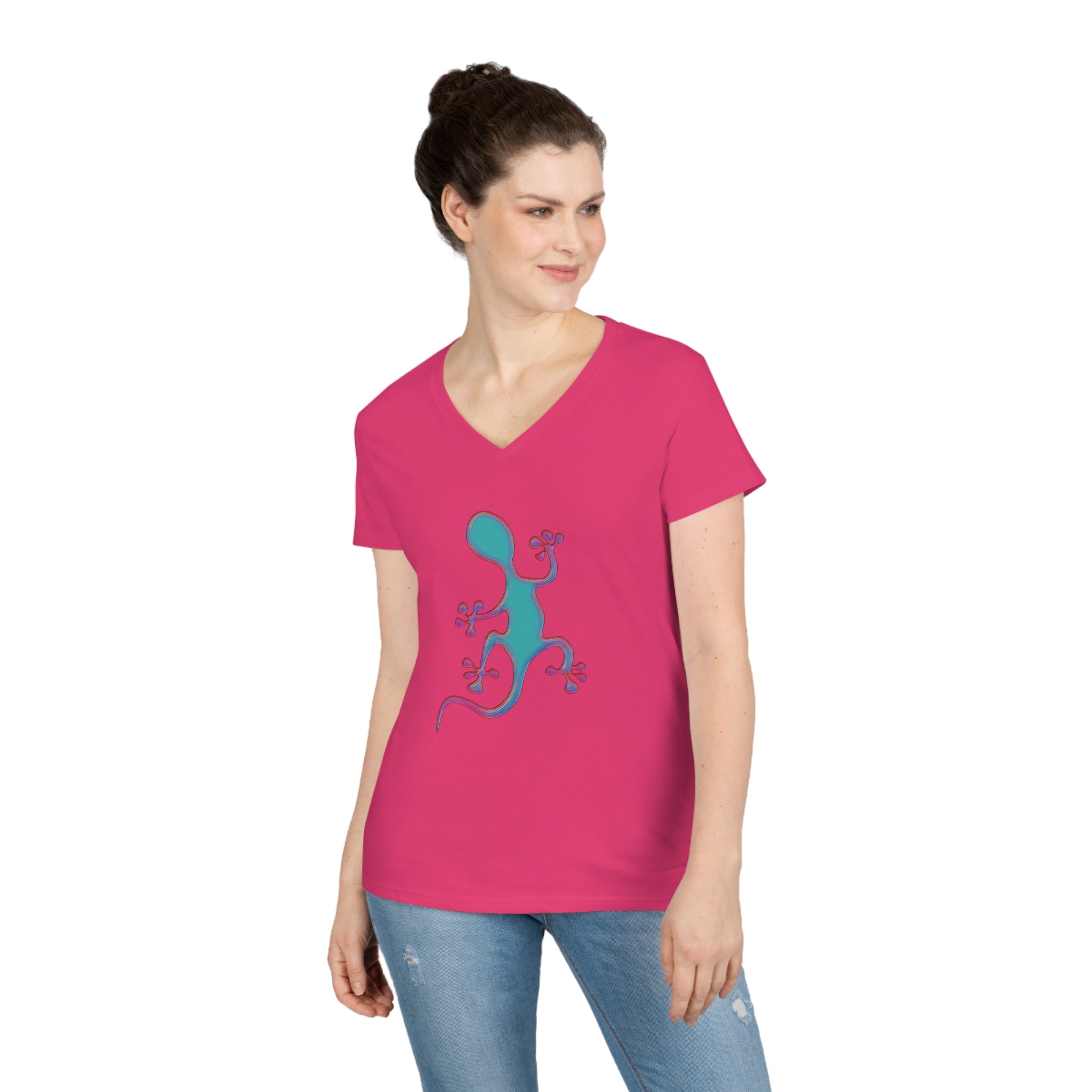 Taino-Inspried Salamander Ladies' V-Neck T-Shirt