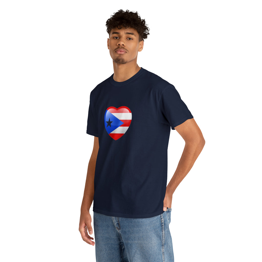Puerto Rican Flag Heart Unisex Heavy Cotton Tee
