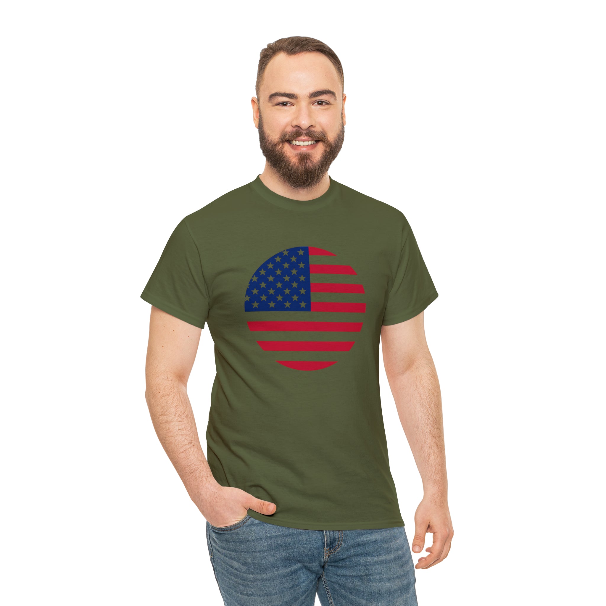 American Flag Globe Unisex Heavy Cotton Tee