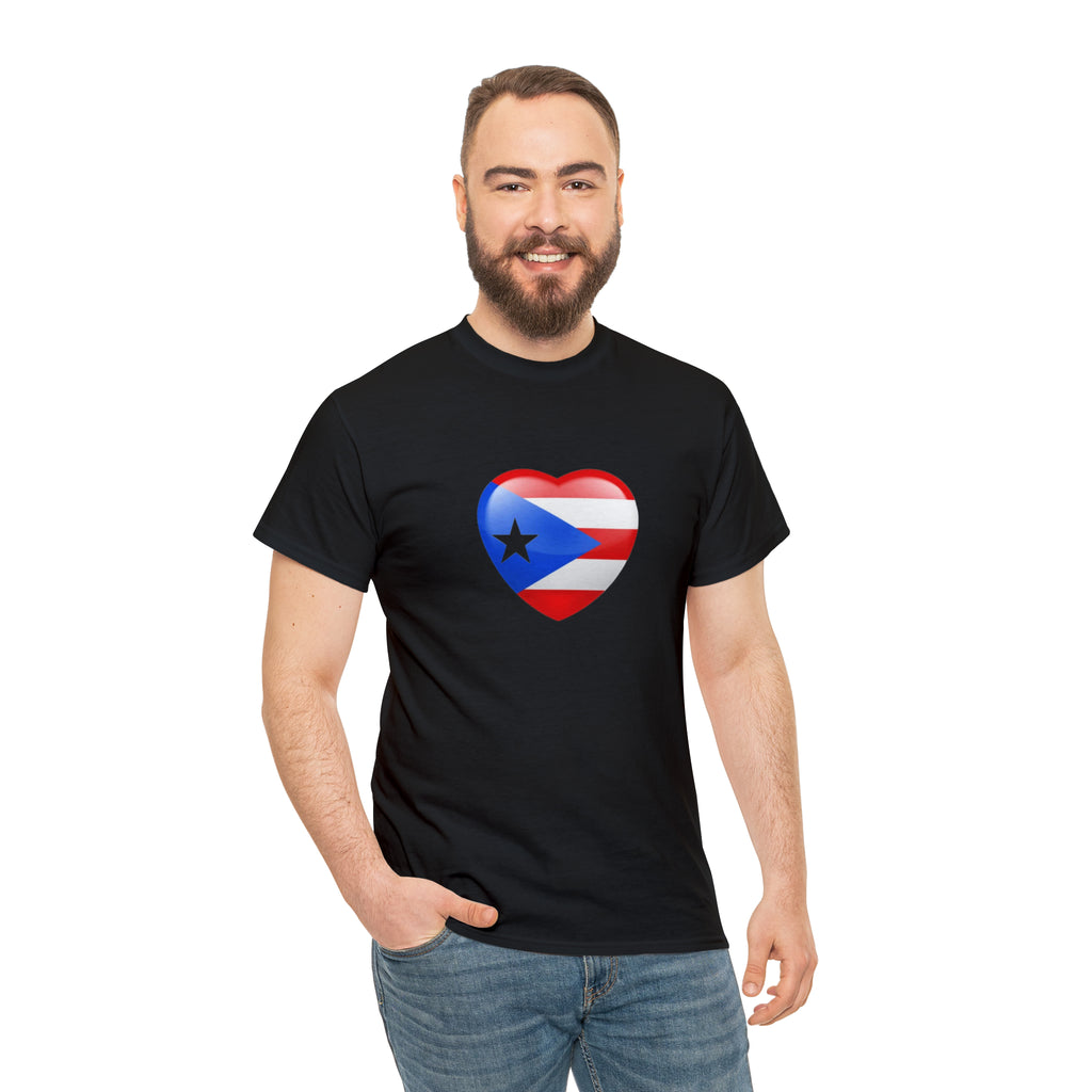 Puerto Rican Flag Heart Unisex Heavy Cotton Tee