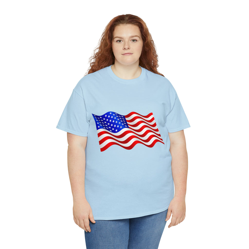 American Wavy Flag Unisex Heavy Cotton Tee