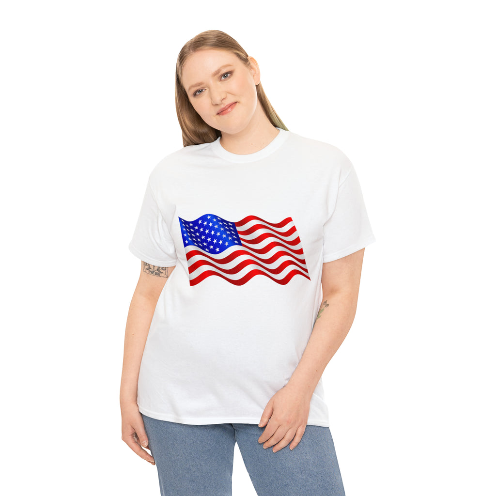 American Wavy Flag Unisex Heavy Cotton Tee