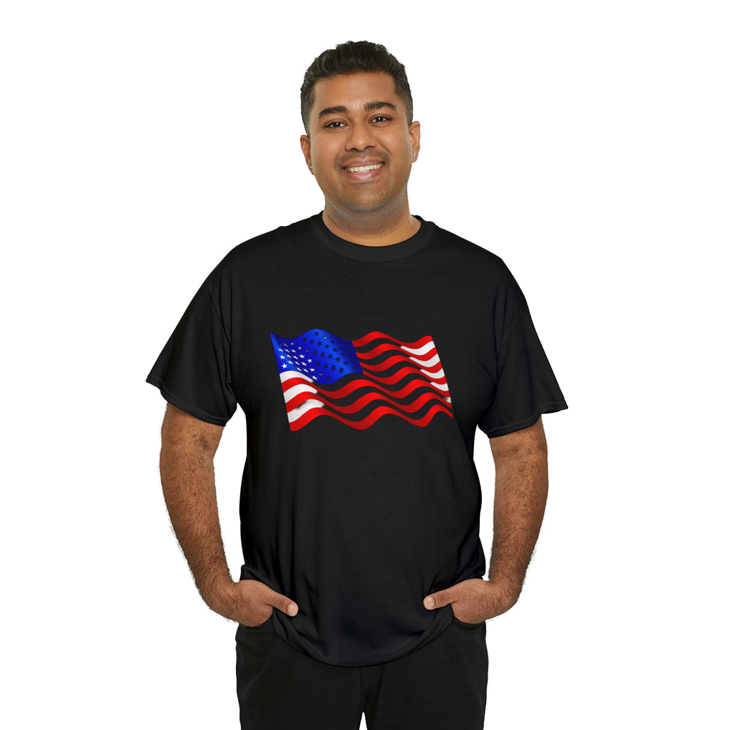 American Wavy Flag Unisex Heavy Cotton Tee