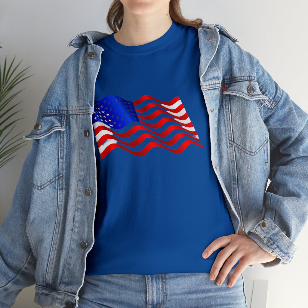 American Wavy Flag Unisex Heavy Cotton Tee