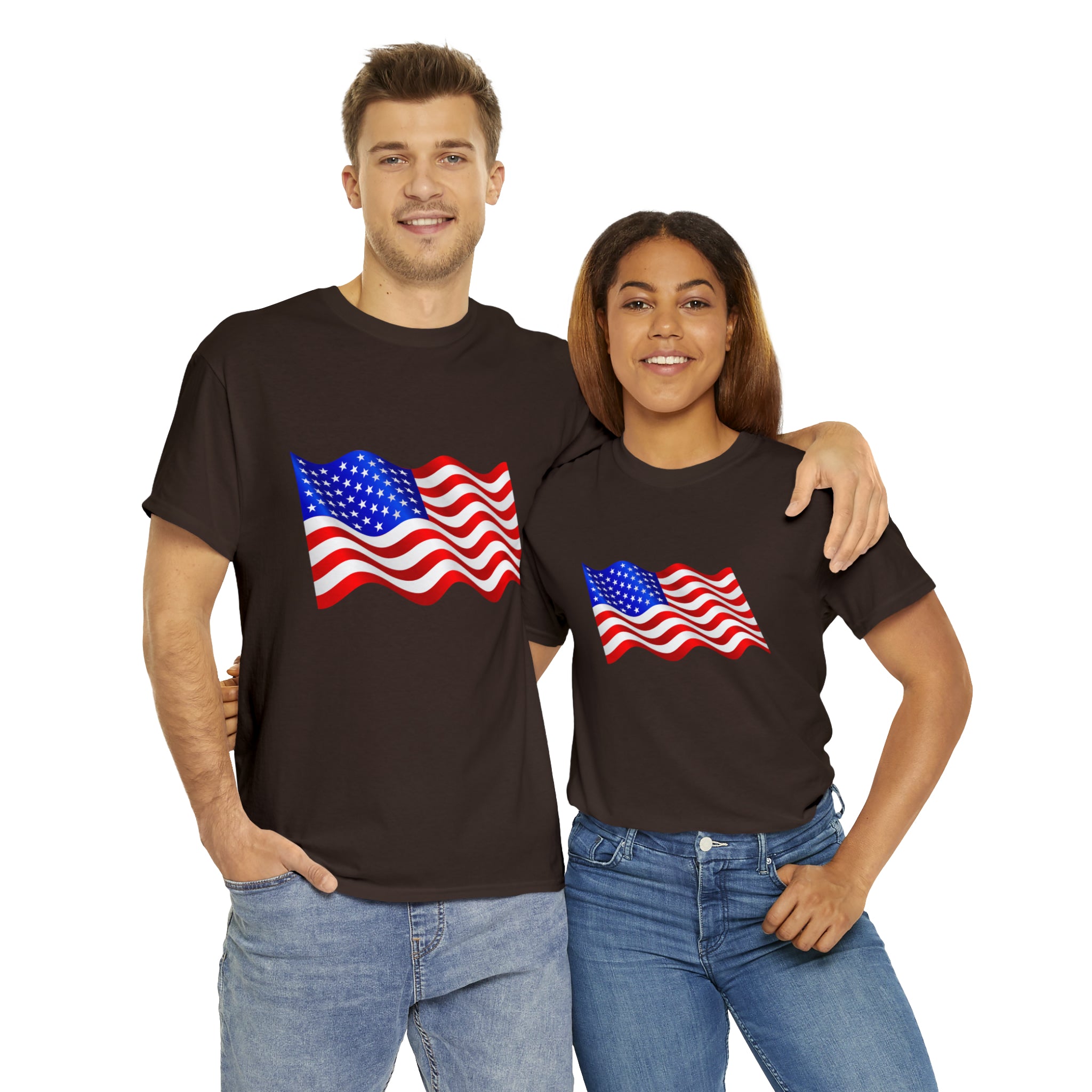 American Wavy Flag Unisex Heavy Cotton Tee
