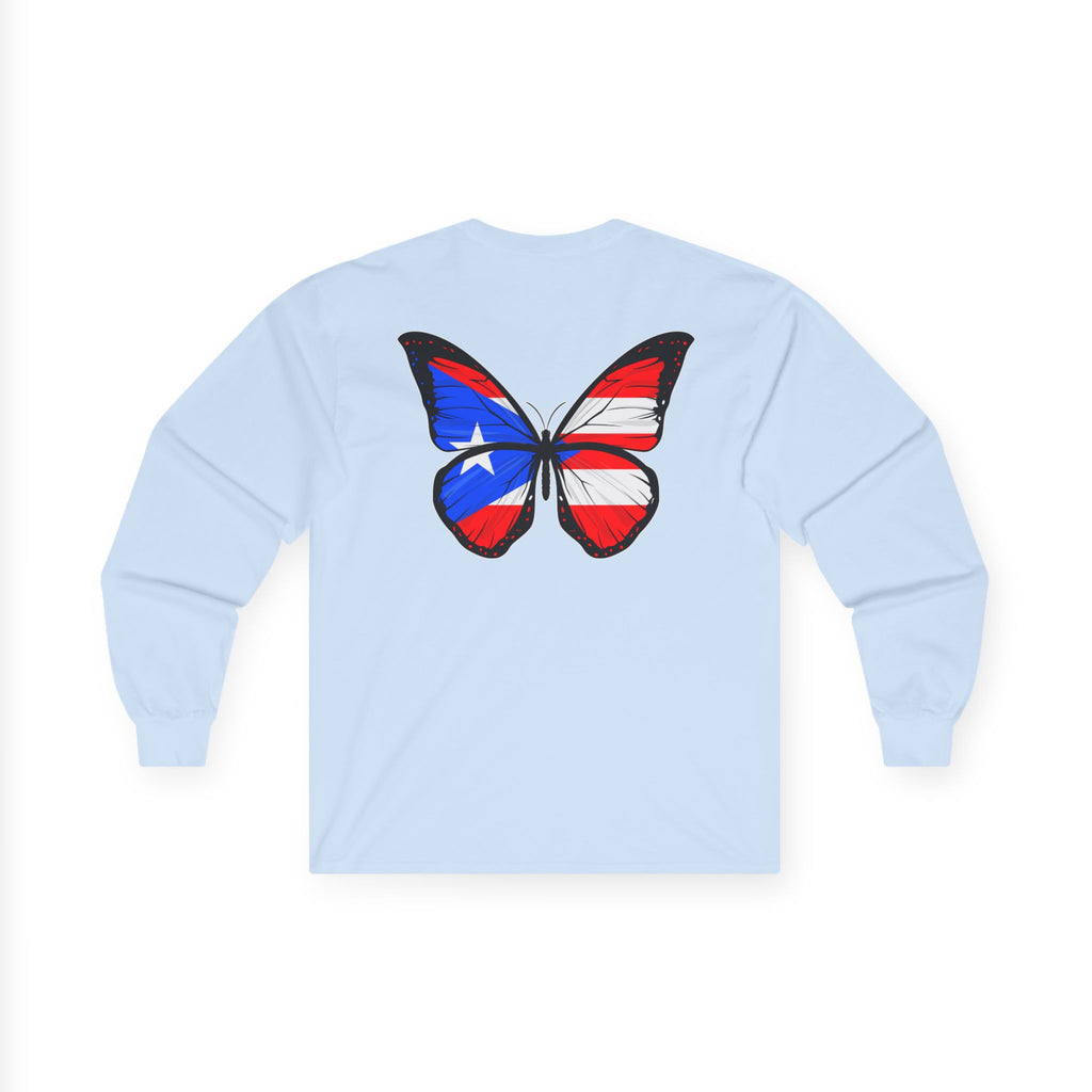 Women's Puerto Rico Flag Butterfly Long Sleeve Tee