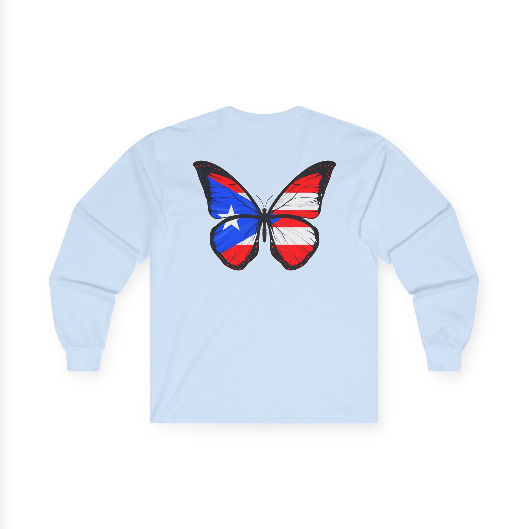 Women's Puerto Rico Flag Butterfly Long Sleeve Tee
