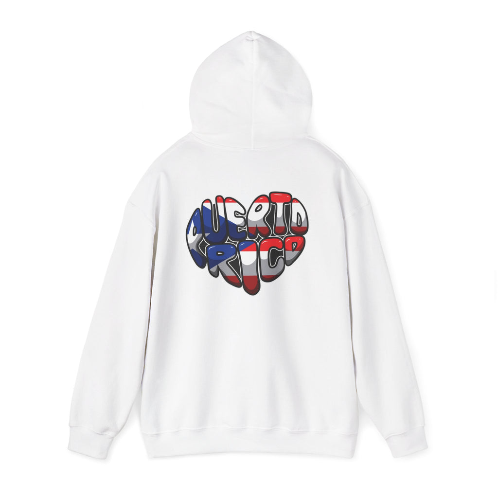Puerto Rico Frog Hoodie — Coquí with Flag Heart Back Graphic