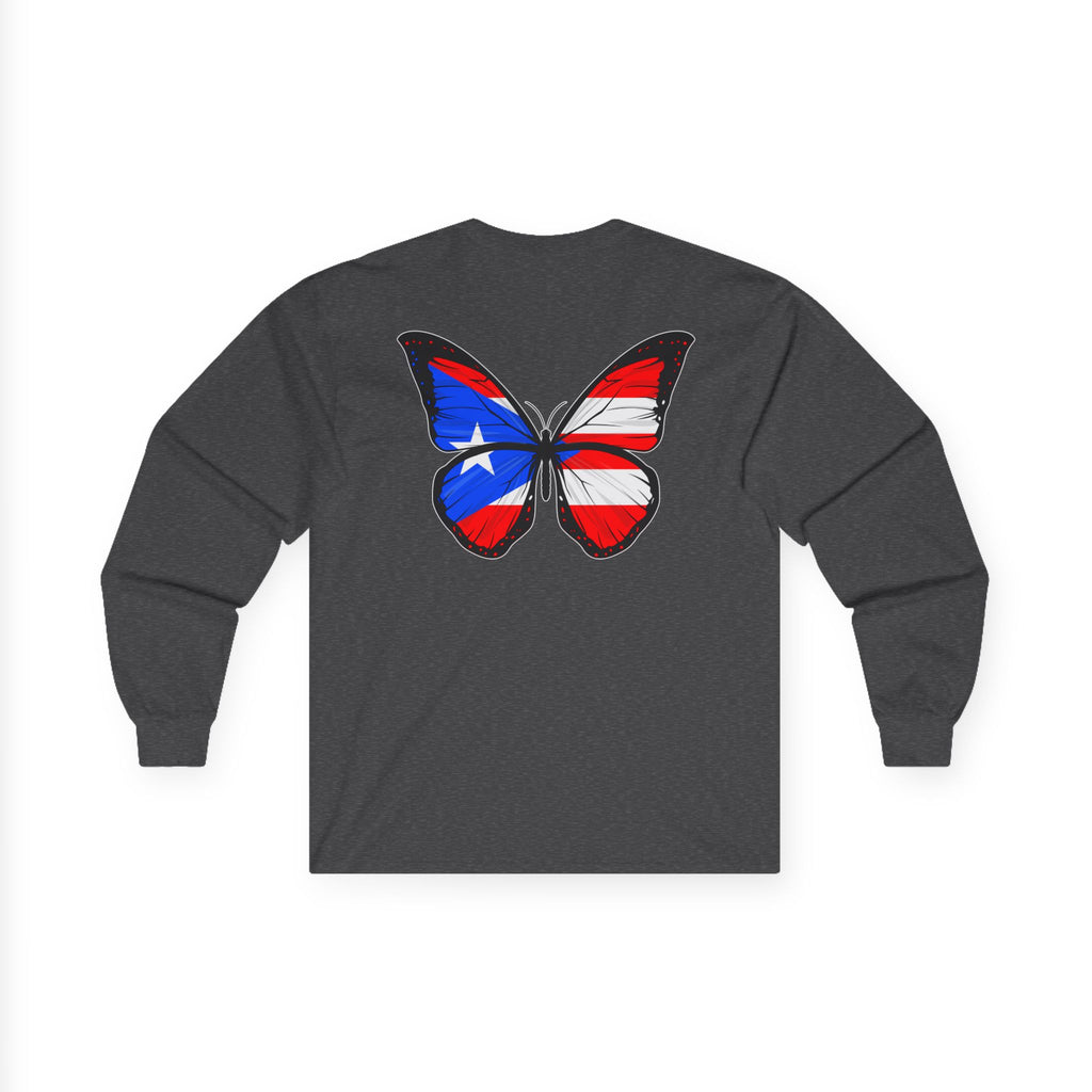 Women's Puerto Rico Flag Butterfly Long Sleeve Tee