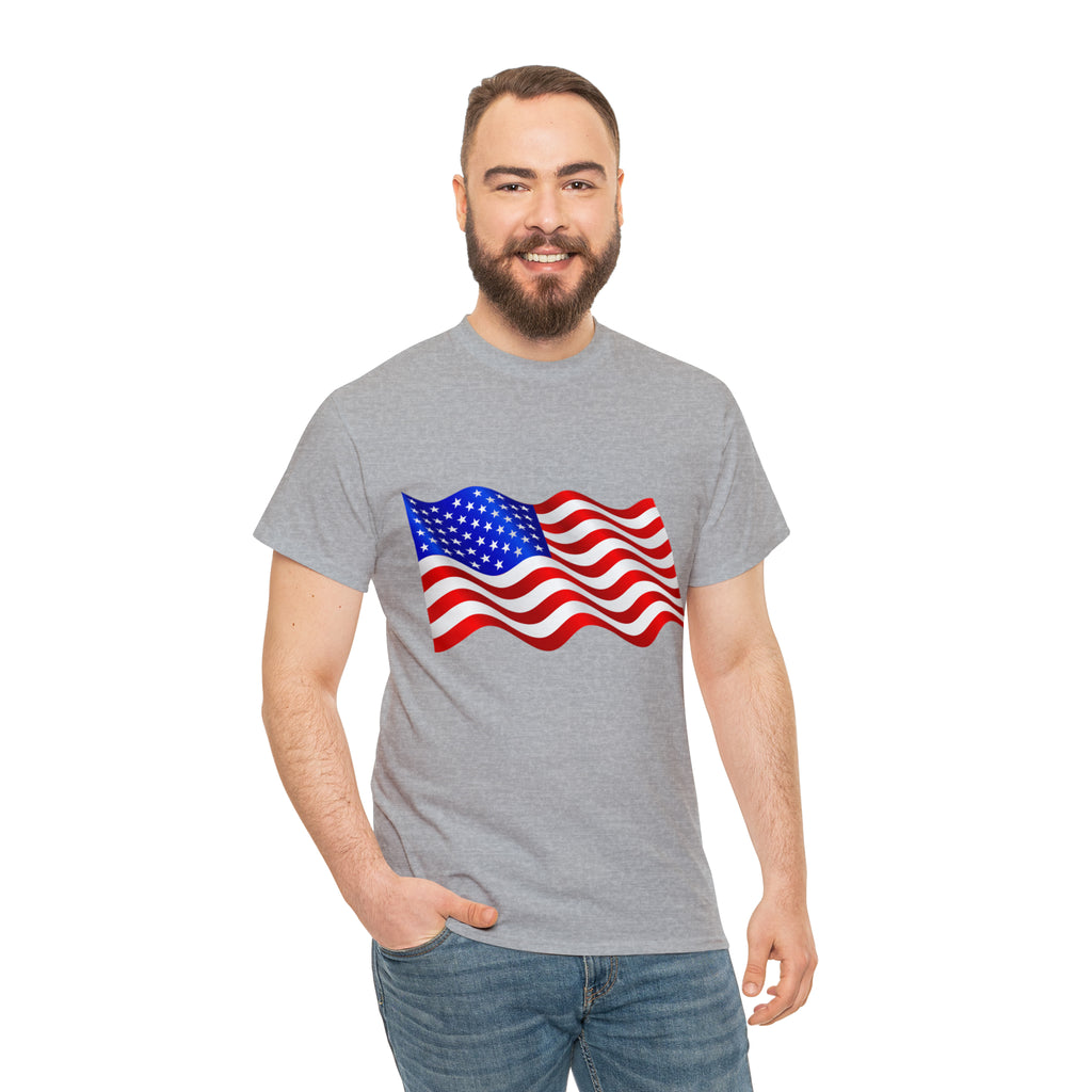 American Wavy Flag Unisex Heavy Cotton Tee
