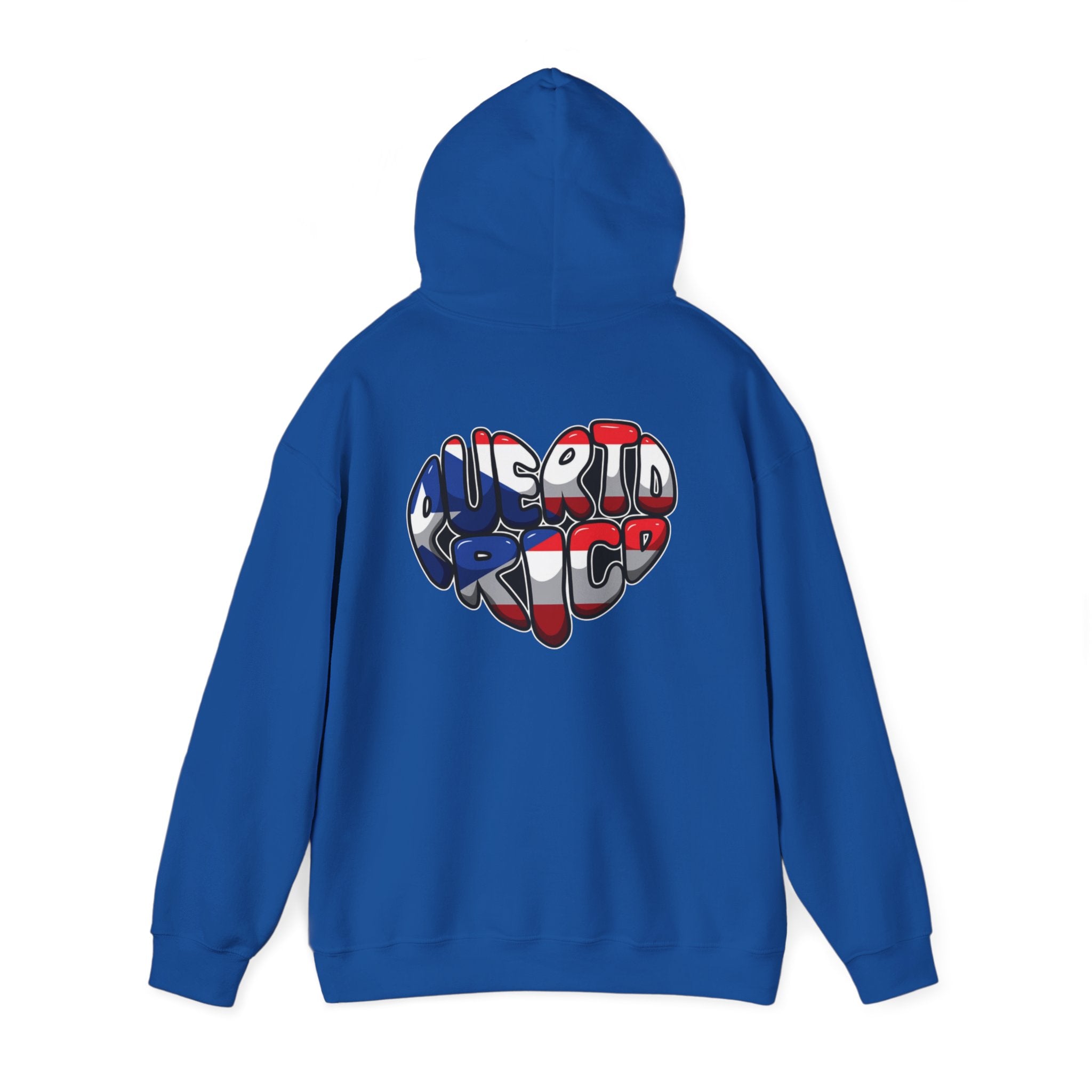 Puerto Rico Frog Hoodie — Coquí with Flag Heart Back Graphic
