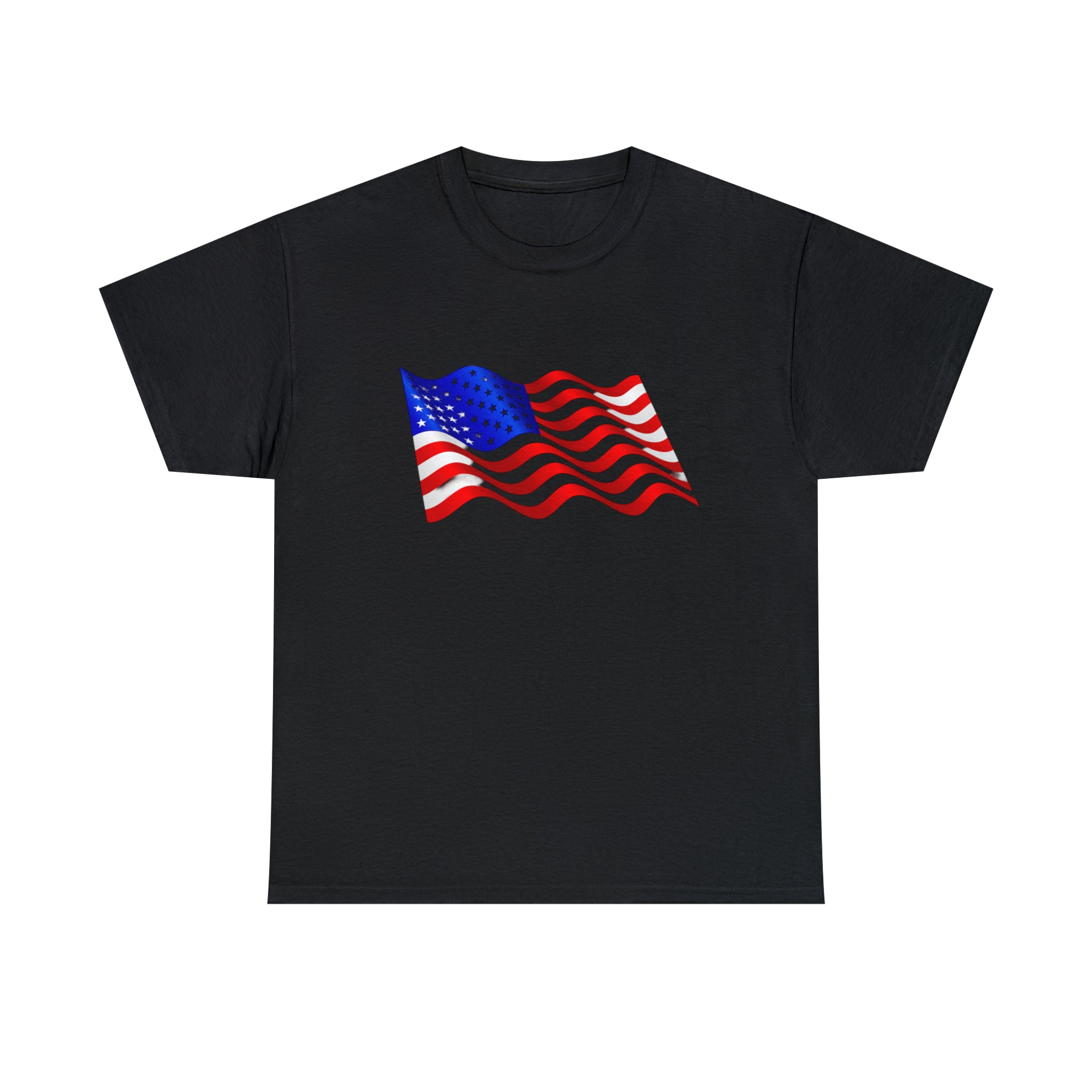 American Wavy Flag Unisex Heavy Cotton Tee