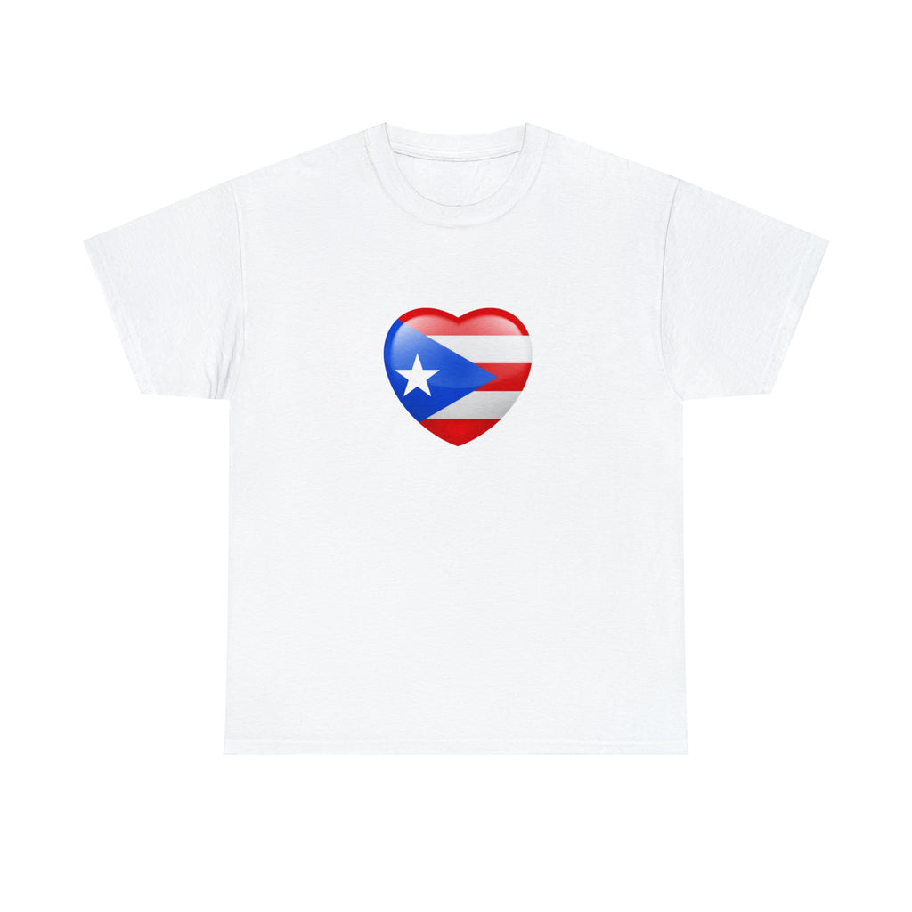 Puerto Rican Flag Heart Unisex Heavy Cotton Tee