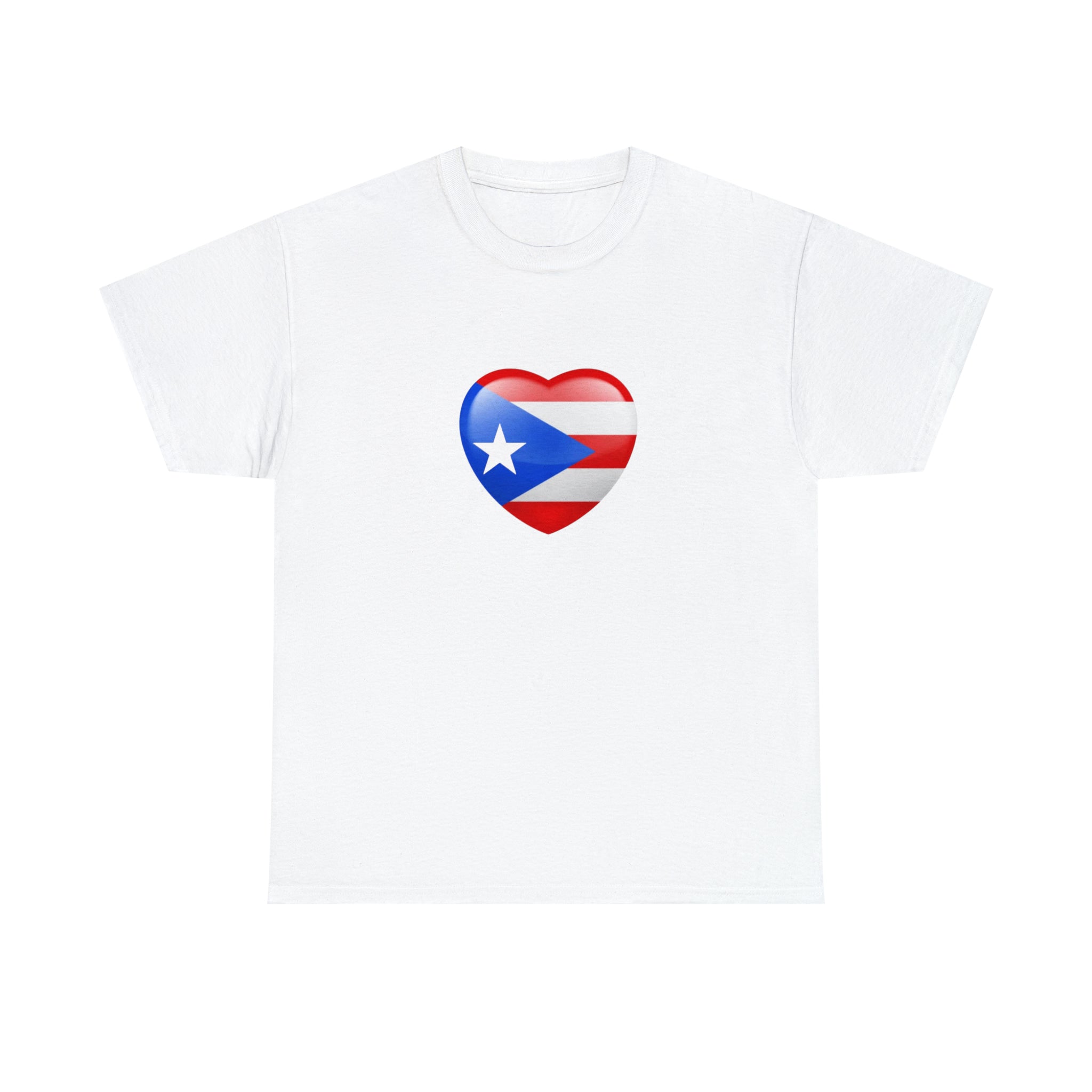 Puerto Rican Flag Heart Unisex Heavy Cotton Tee