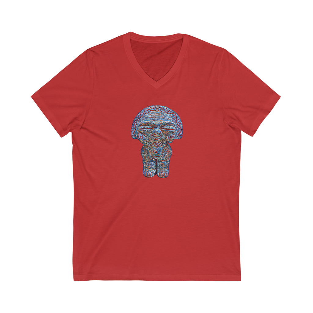 Taino Artifact Unisex Jersey Short Sleeve V-Neck Tee
