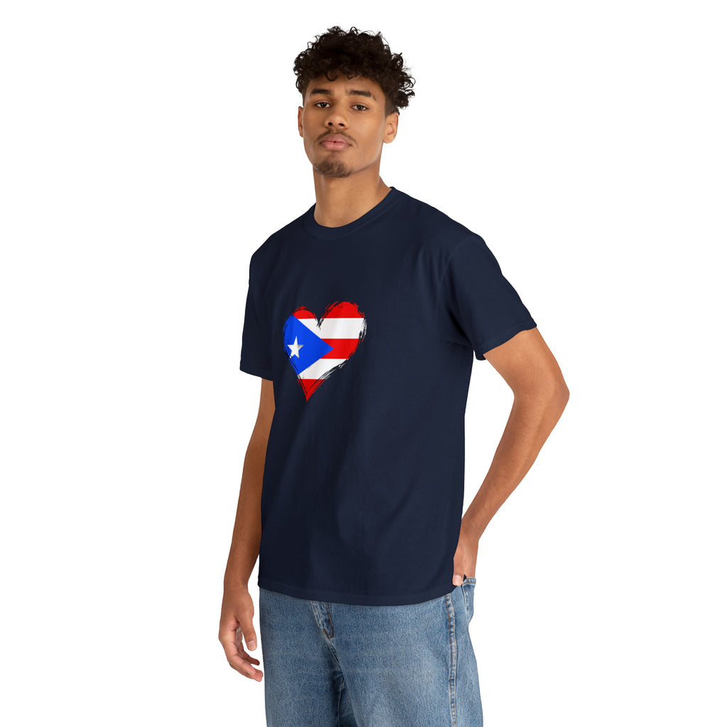 Puerto Rican Flag Heart Unisex Heavy Cotton Tee